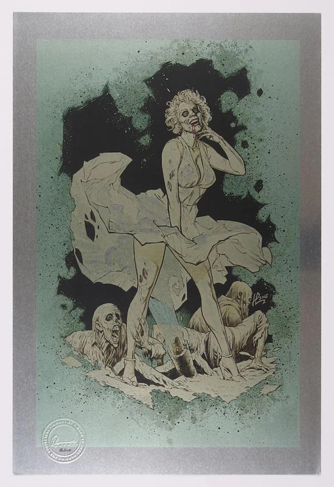 Marilynn Monroe Zombie Some Like it Rot Print by Chad Hardin