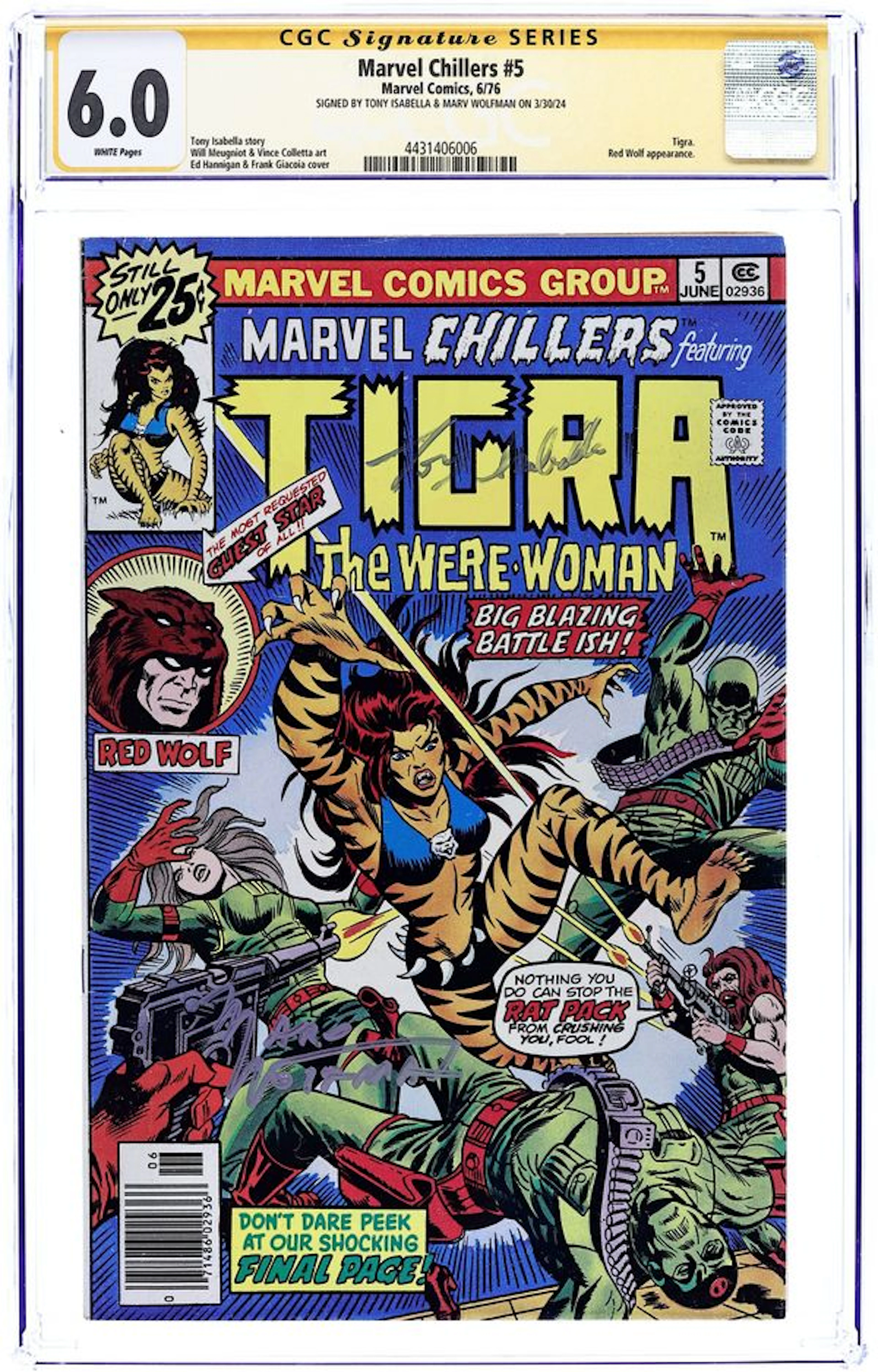 Marvel Chillers (1975) 5 CGC 6.0 SS Isabella/Wolfman