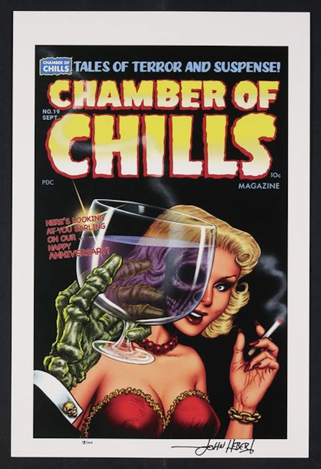 Chamber of Chills #19 (1951) Signed Cover Recreation by John Hebert