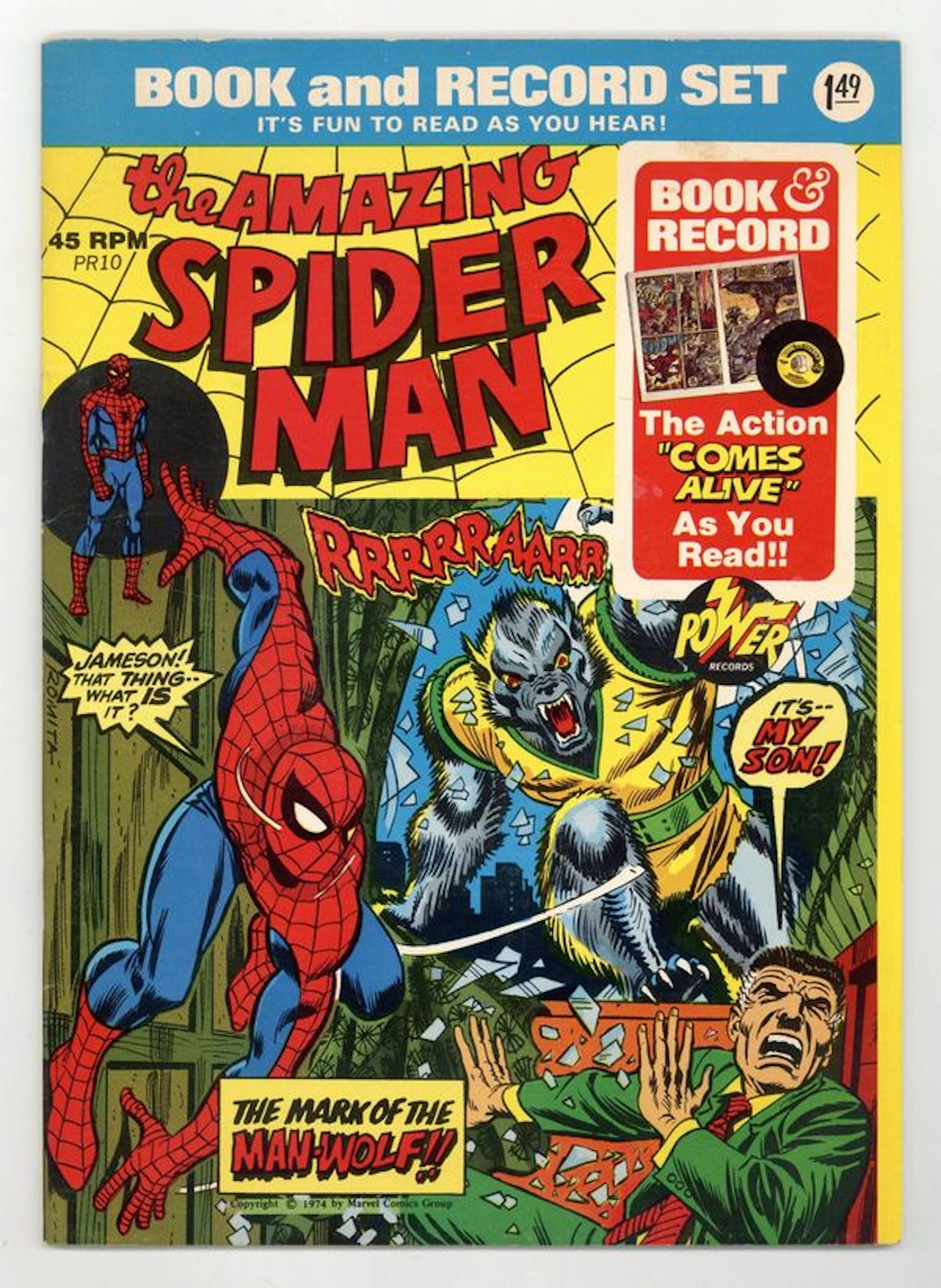 Amazing Spider-Man Book and Record Set (1974 Power Records) PR10-R VG+ 4.5