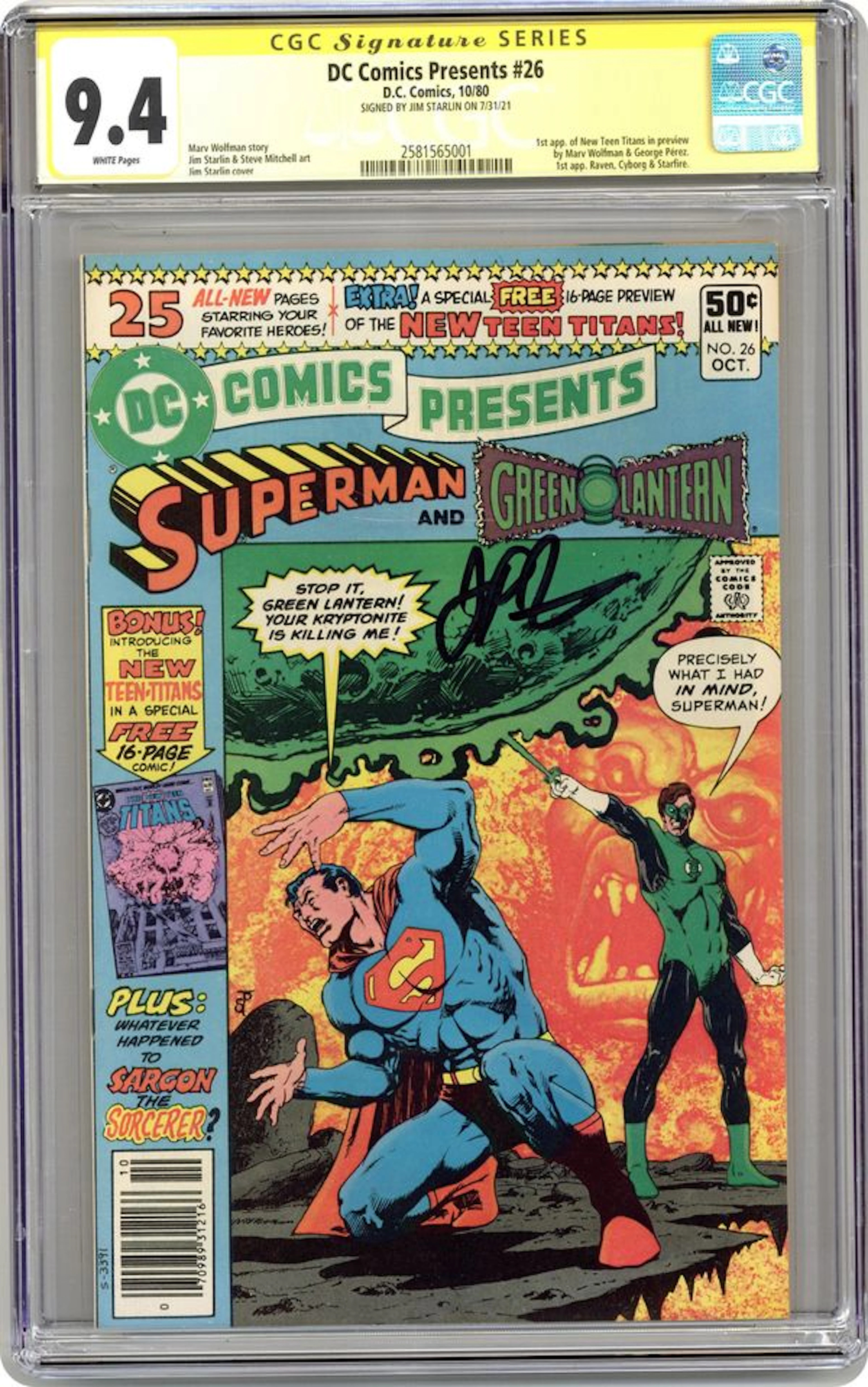 DC Comics Presents (1978 DC) 26 CGC 9.4 SS Jim Starlin