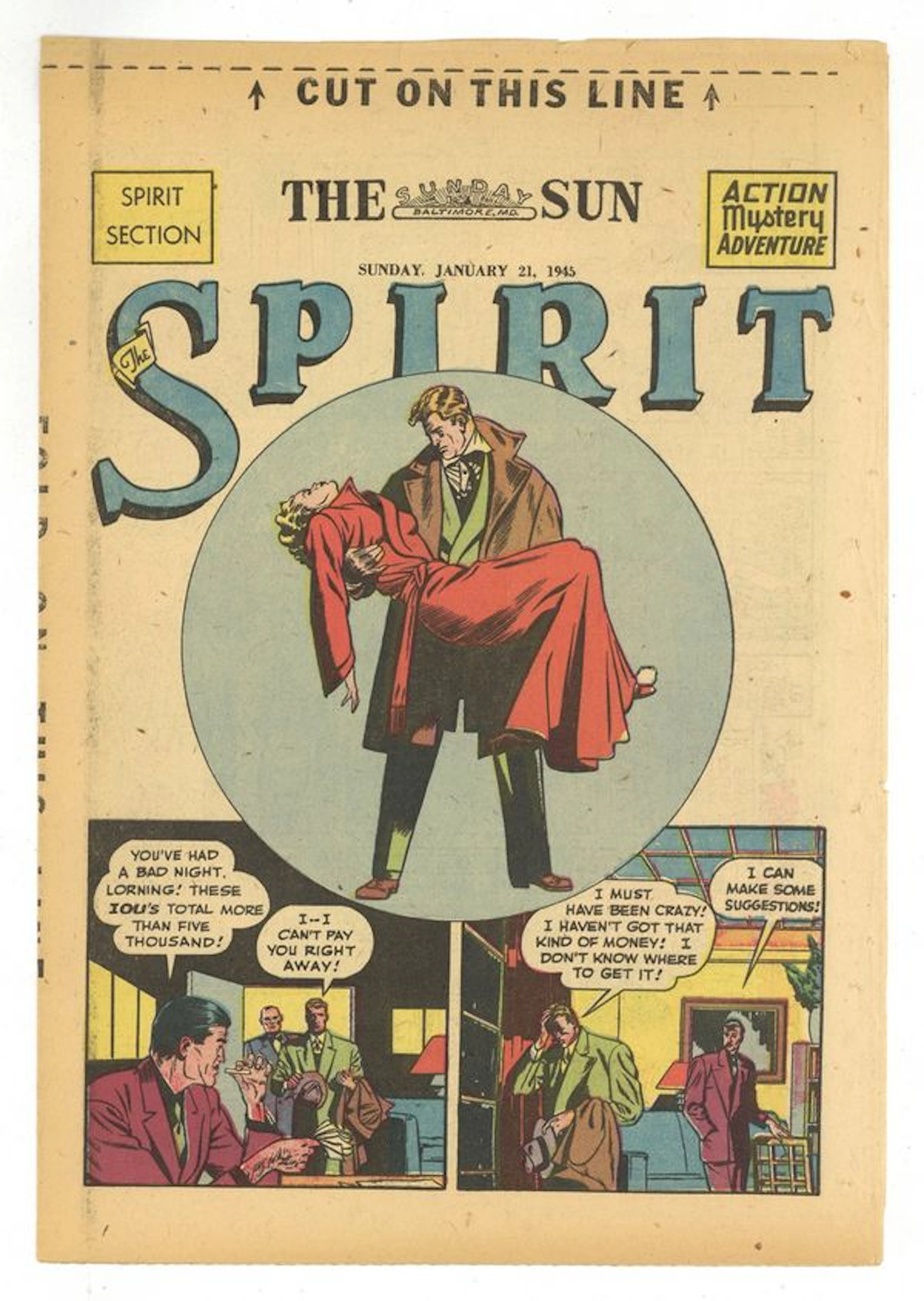 Spirit Weekly Newspaper Comic (1940-1952) Jan 21 1945 GD/VG 3.0