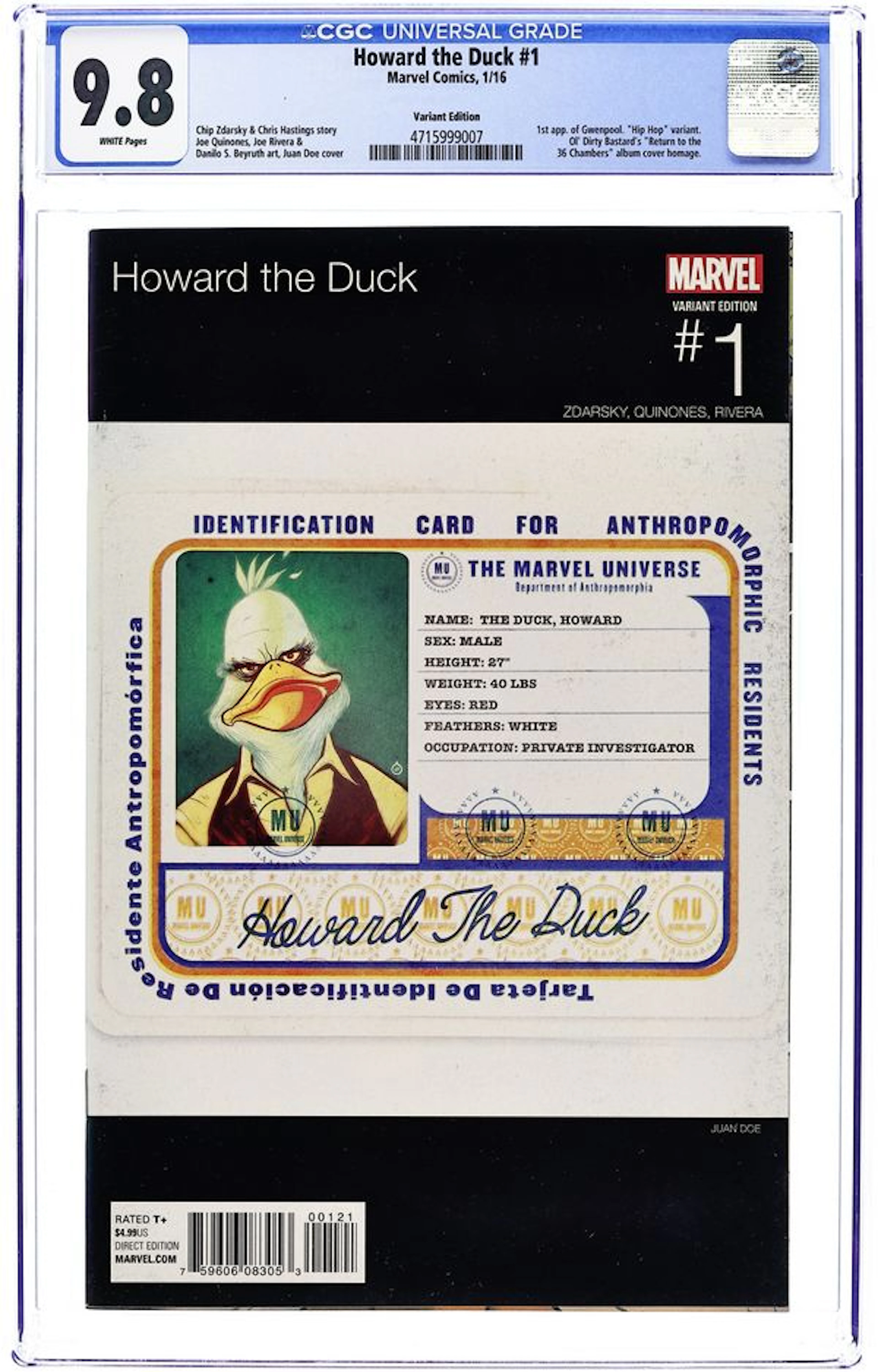 Howard The Duck (2015 5th Series) 1I CGC 9.8