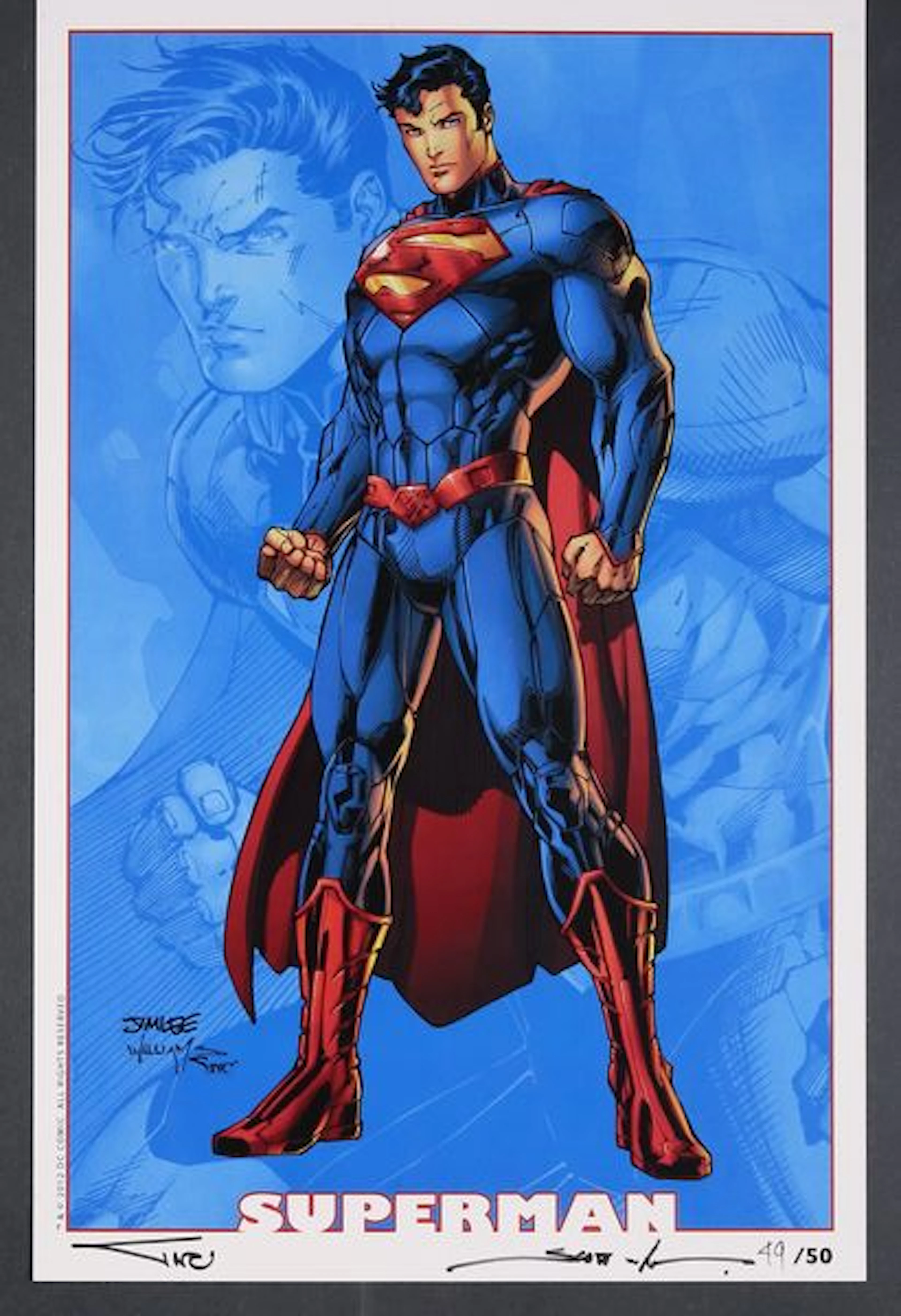 Superman Signed Print by Jim Lee, Scott Williams and Alex Sinclair
