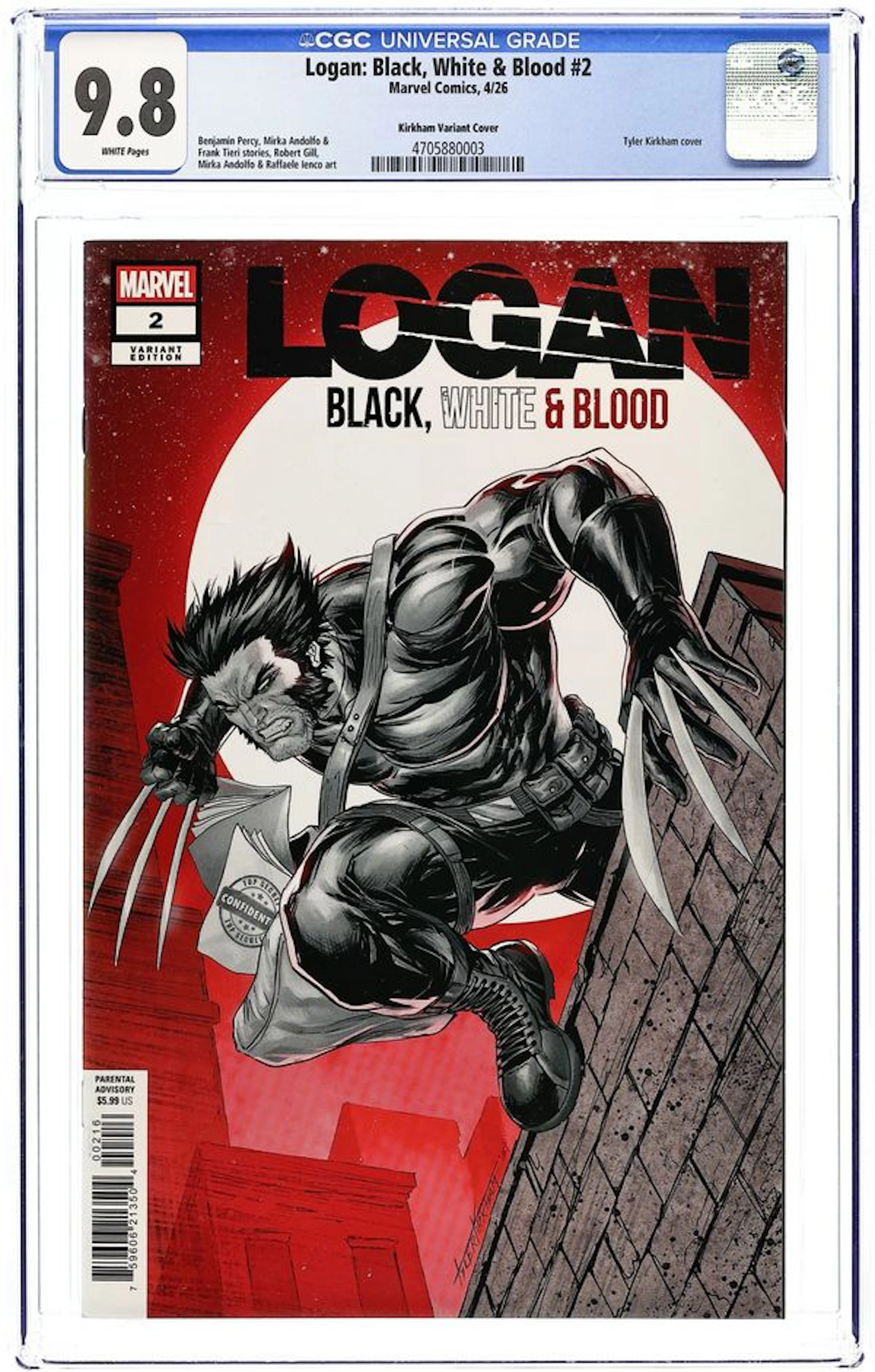 Logan Black White and Blood (2026 Marvel) 2C CGC 9.8