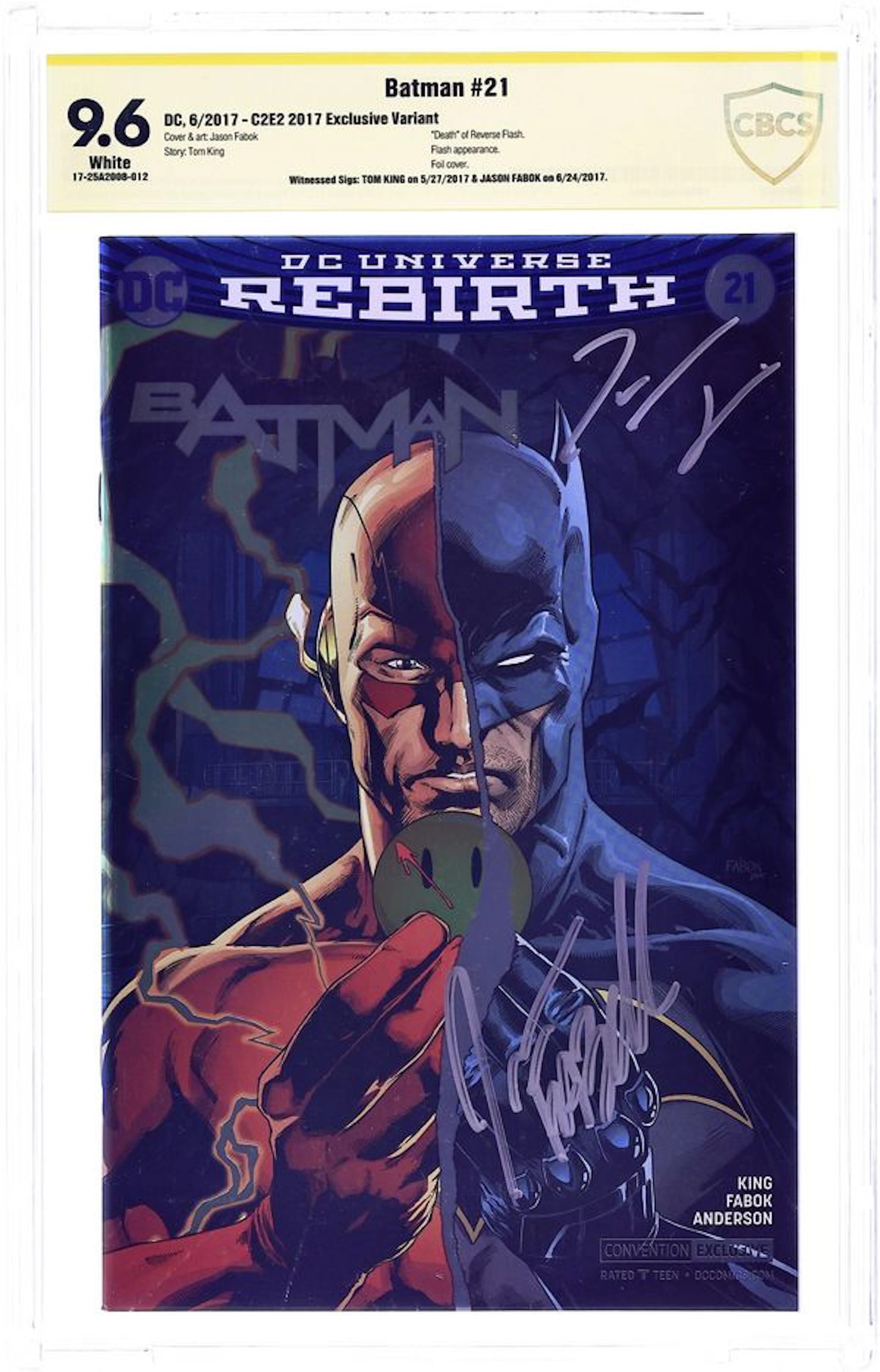 Batman (2016 3rd Series) 21CON CBCS 9.6 Witnessed Sig King/Fabok