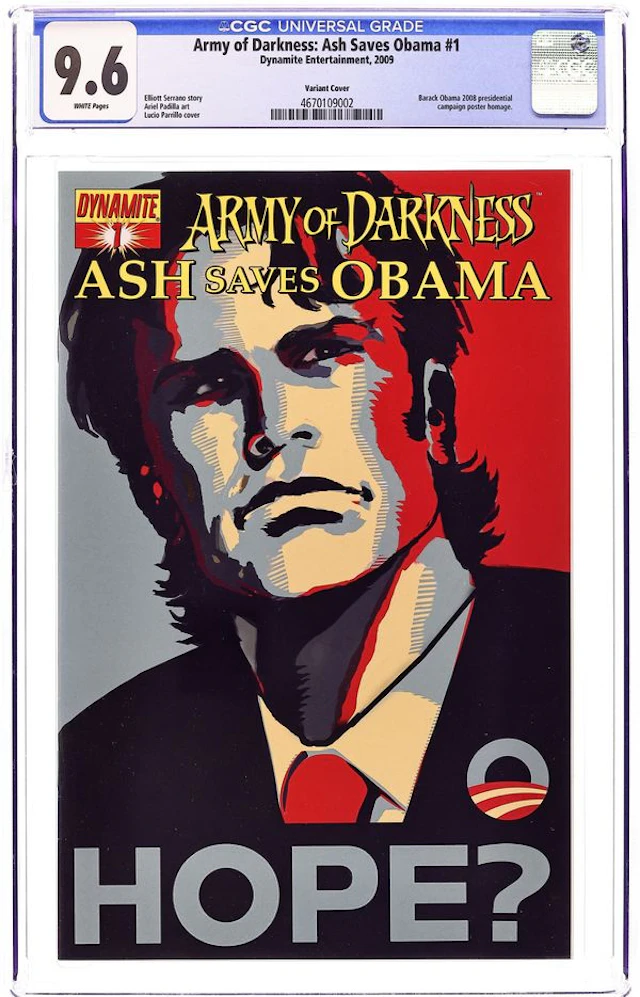 Army of Darkness Ash Saves Obama (2009 Dynamite) 1B CGC 9.6