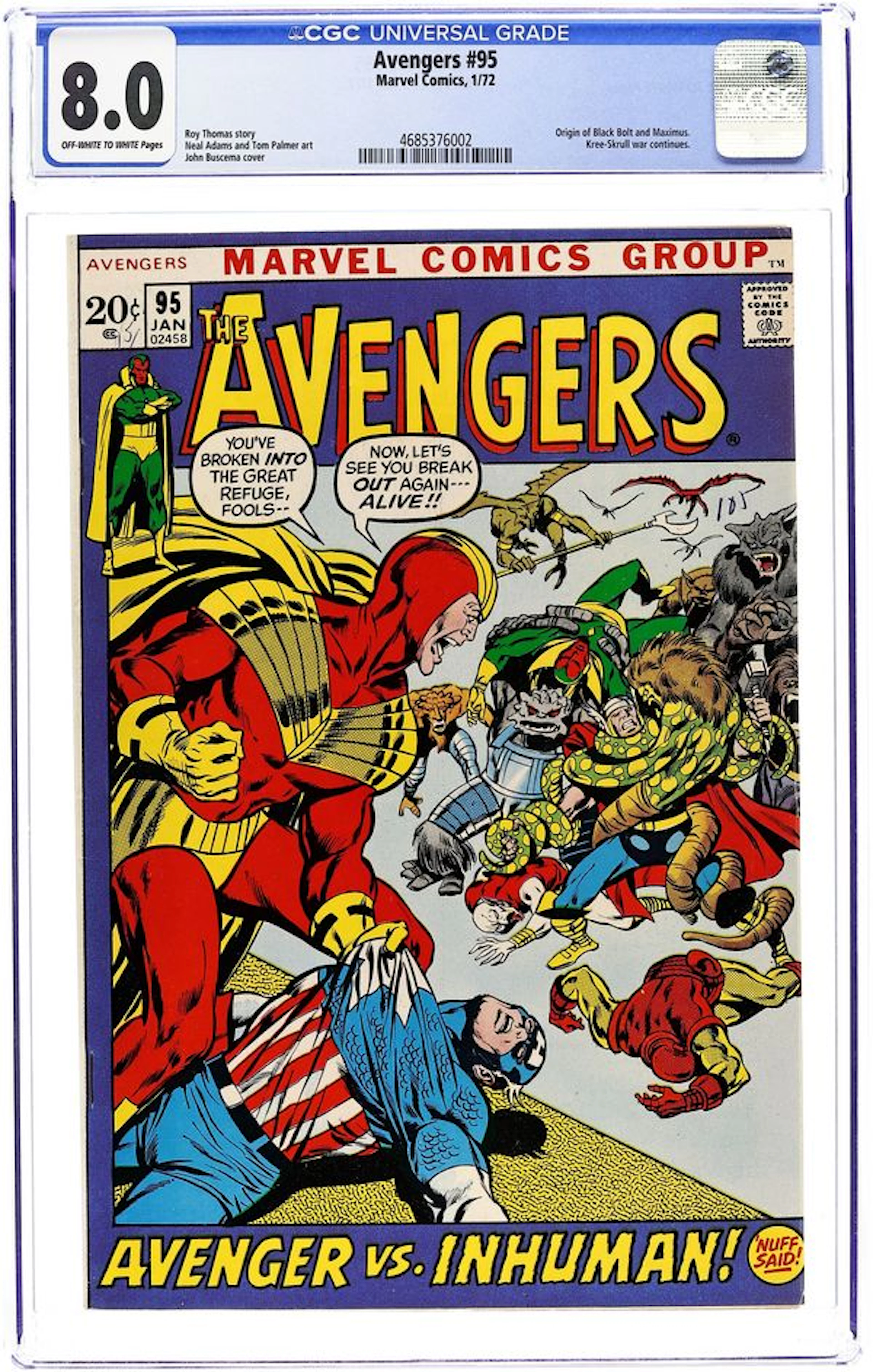 Avengers (1963 1st Series) 95 CGC 8.0