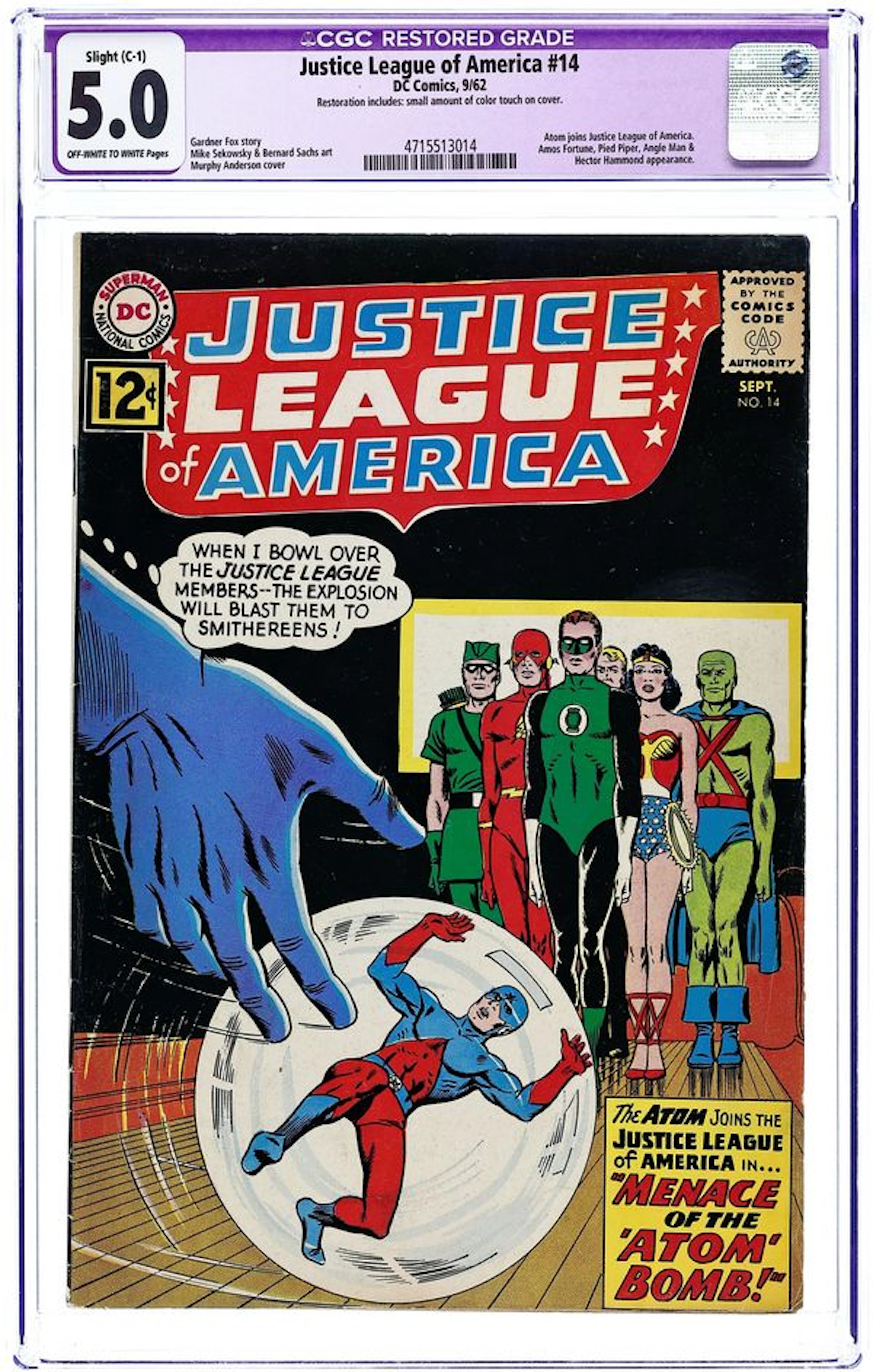 Justice League of America (1960 1st Series) 14 CGC 5.0 Restored