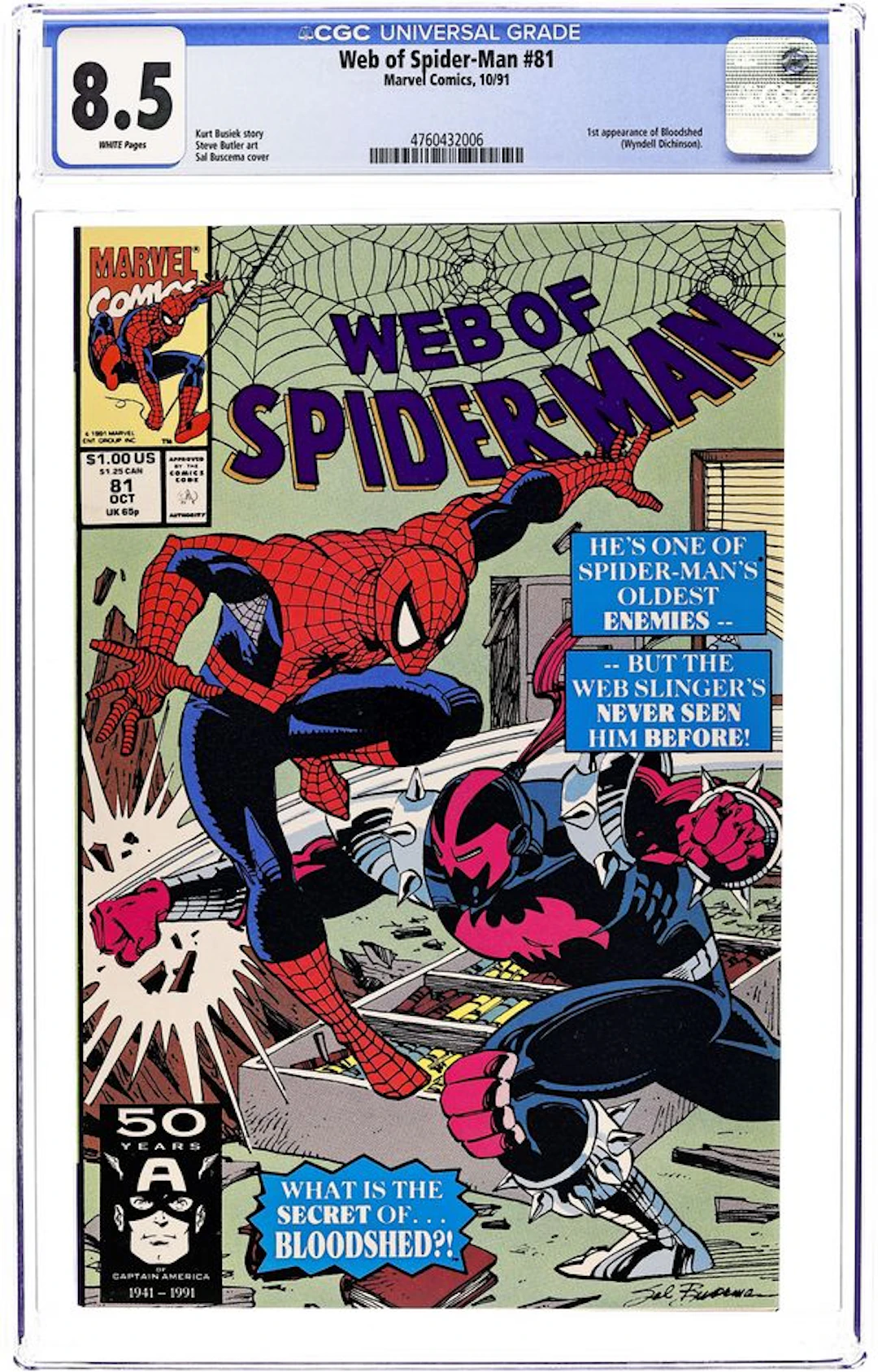 Web of Spider-Man (1985 1st Series) 81 CGC 8.5