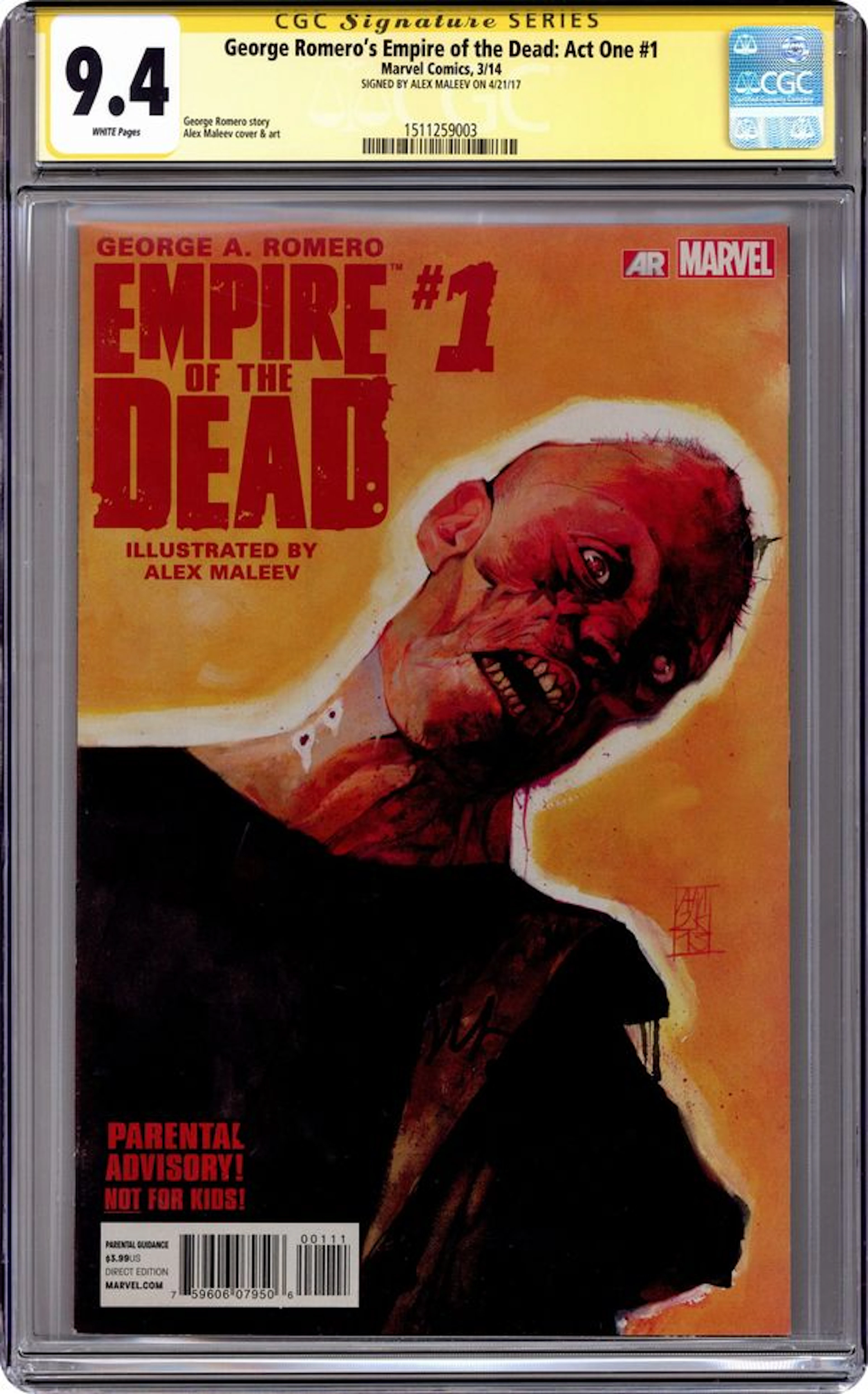 Empire of the Dead (2014 Marvel) Act One 1A CGC 9.4 SS Maleev