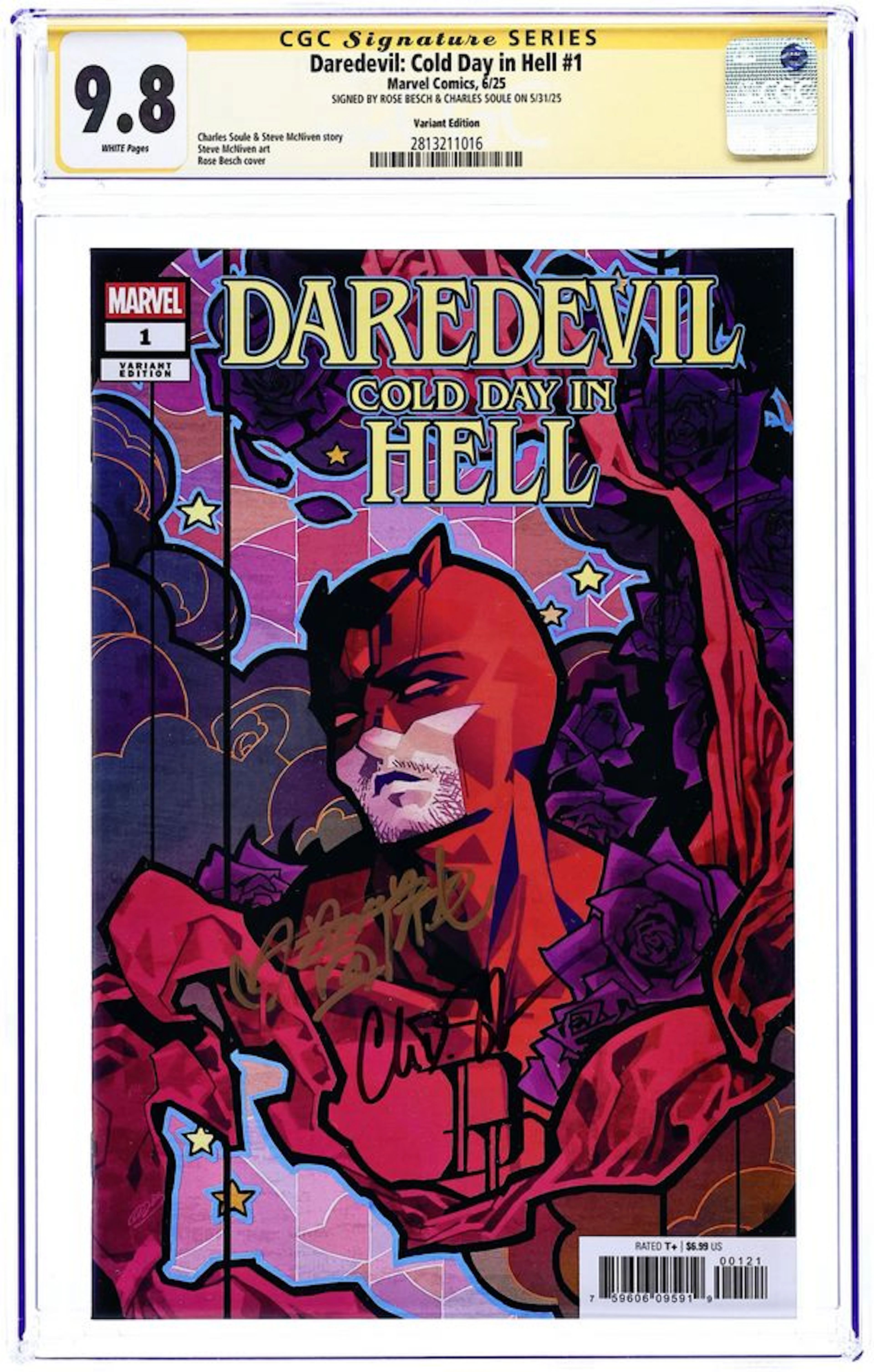 Daredevil Cold Day in Hell (2025 Marvel) 1B CGC 9.8 SS Besch/Soule