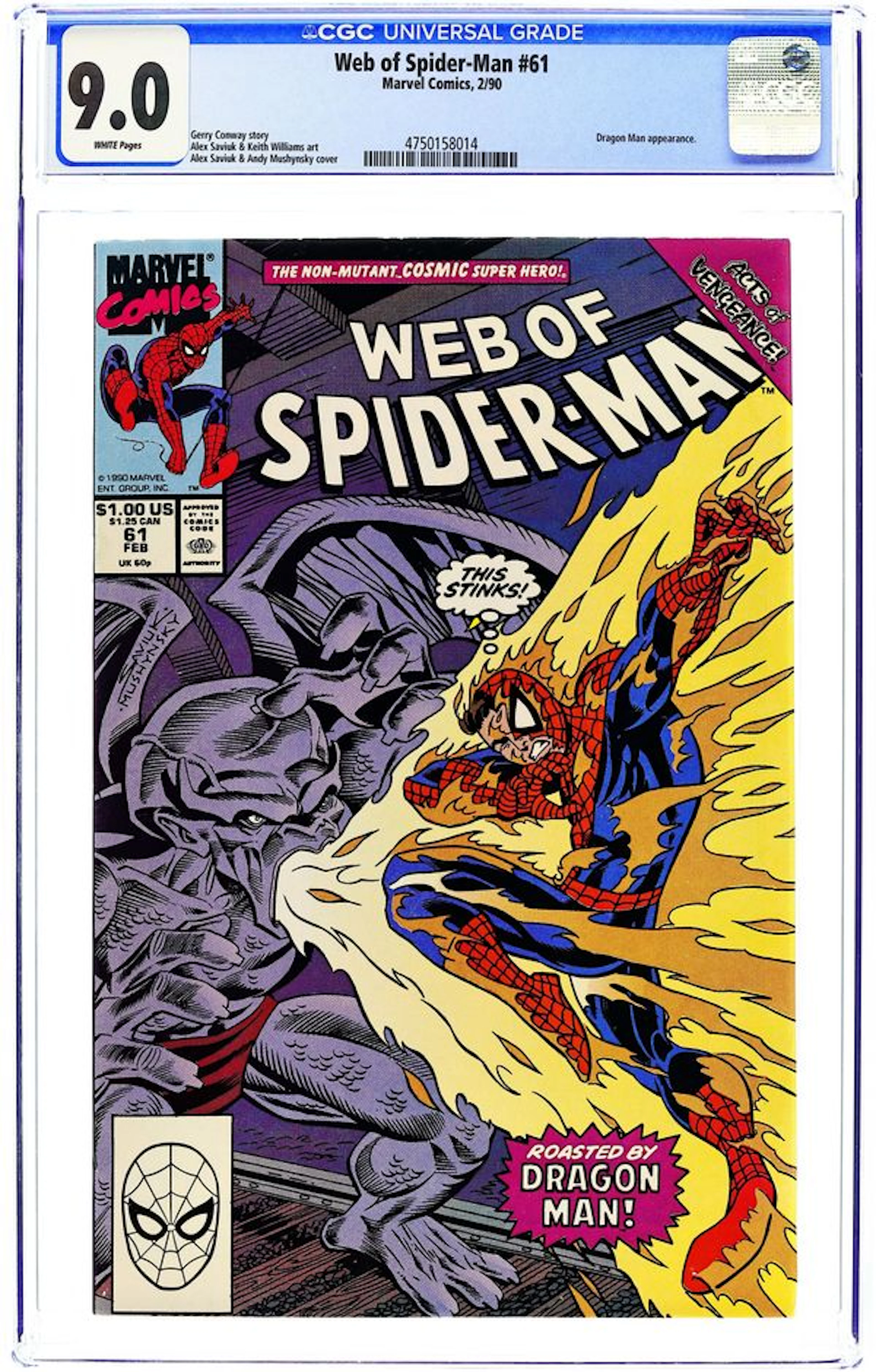 Web of Spider-Man (1985 1st Series) 61D CGC 9.0