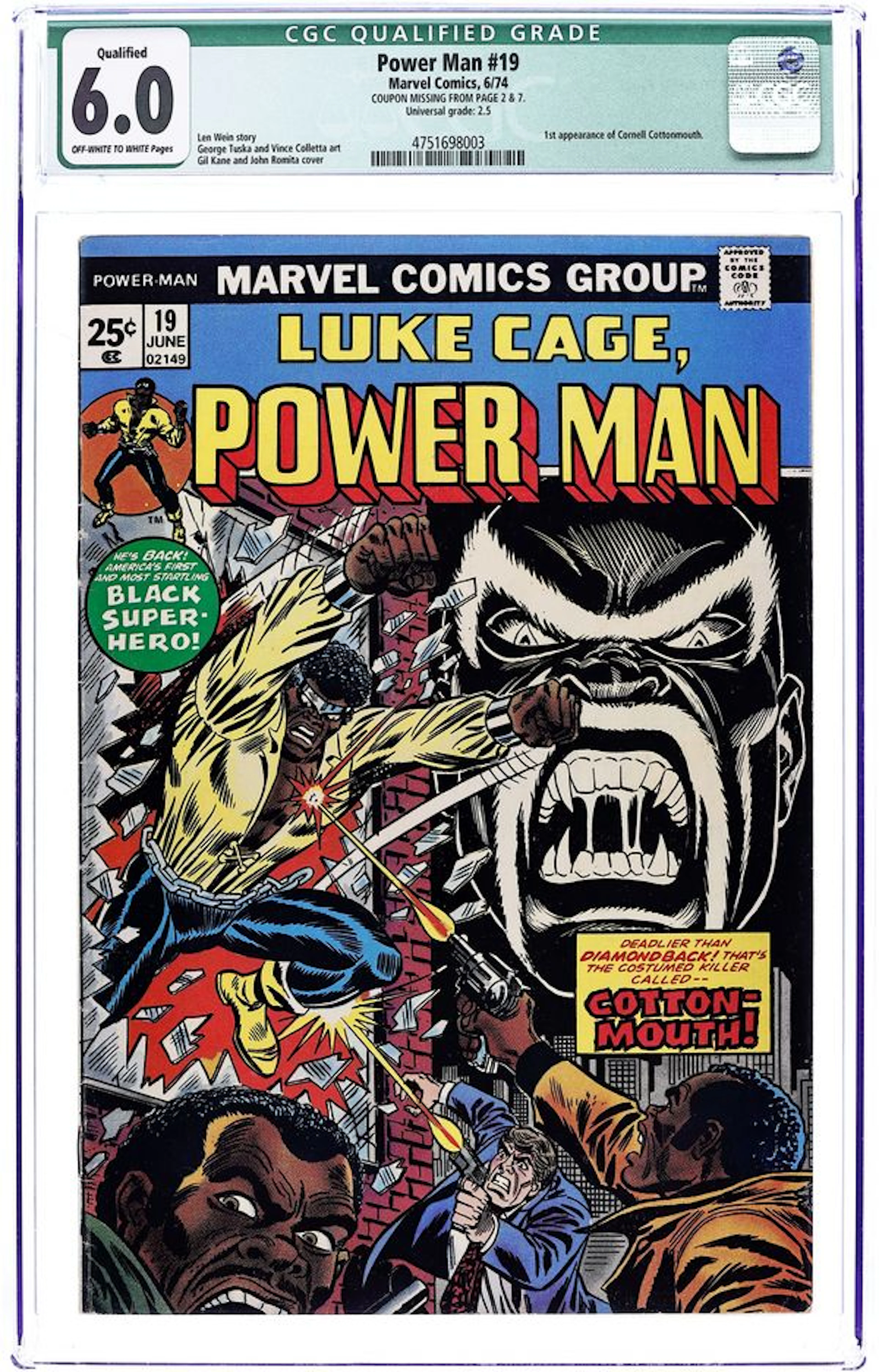 Power Man and Iron Fist (1972 Hero for Hire) 19 CGC 6.0 Qualified