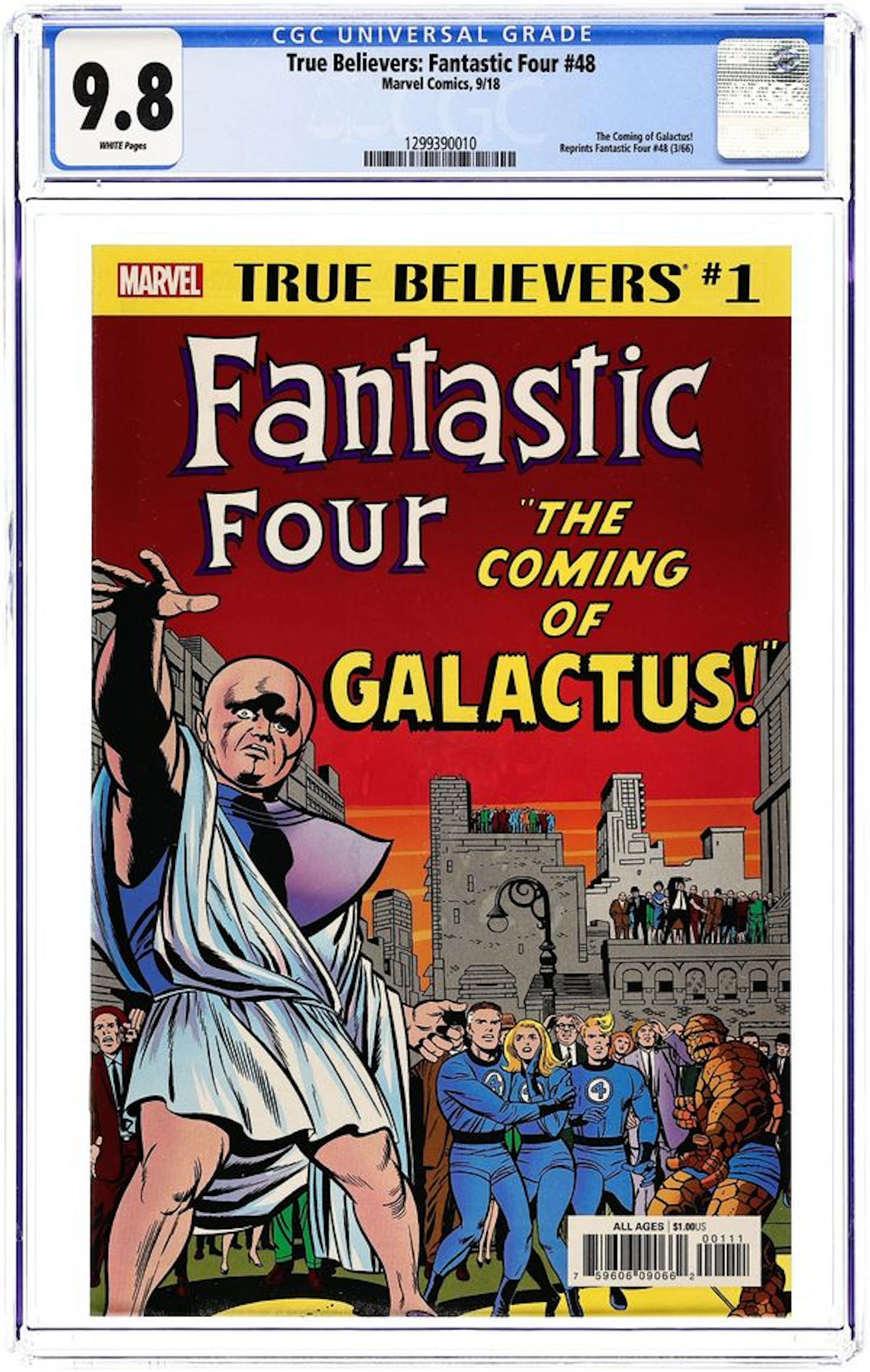 True Believers Fantastic Four Coming of Galactus (2018) 1 CGC 9.8