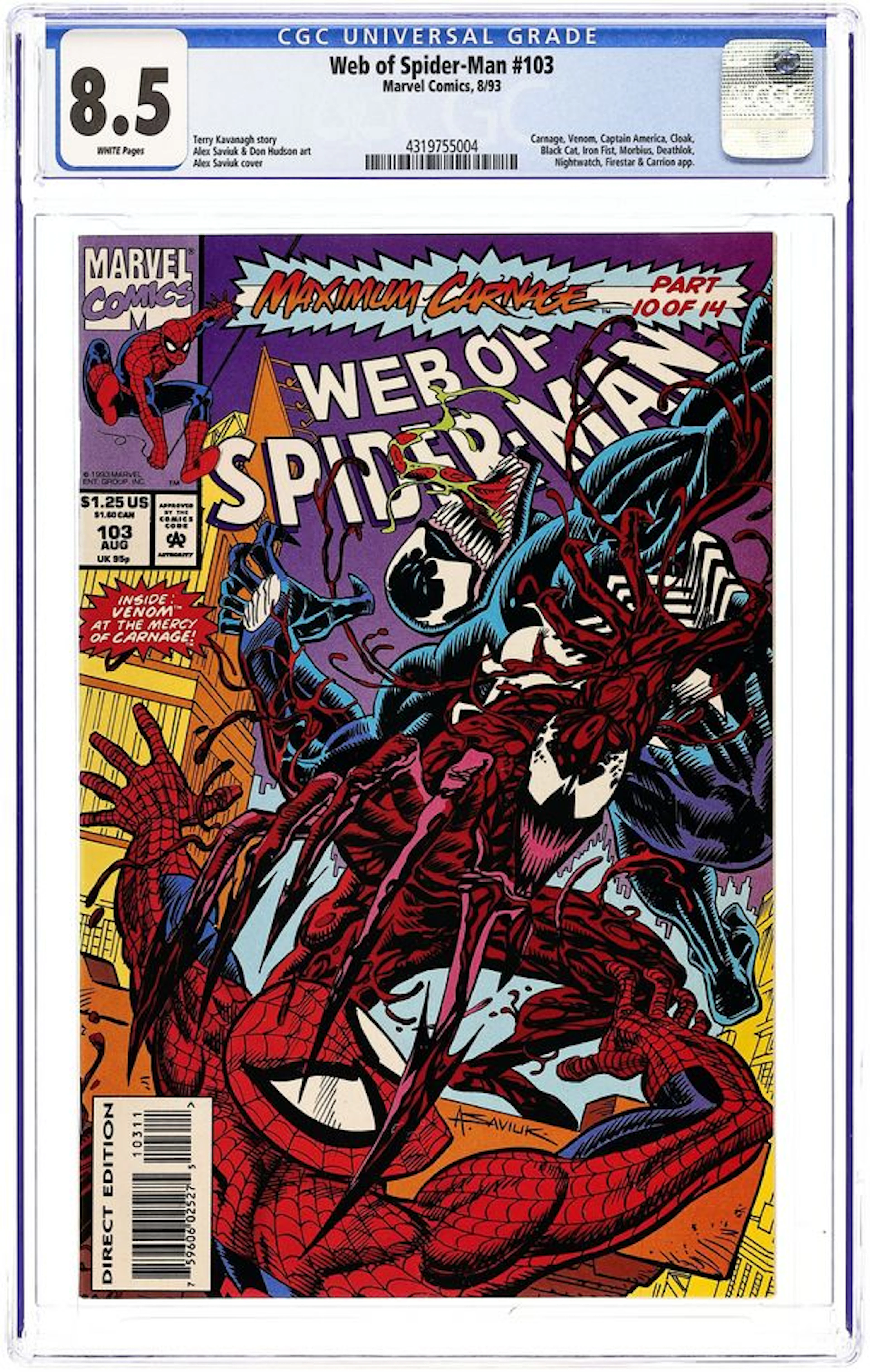 Web of Spider-Man (1985 1st Series) 103D CGC 8.5