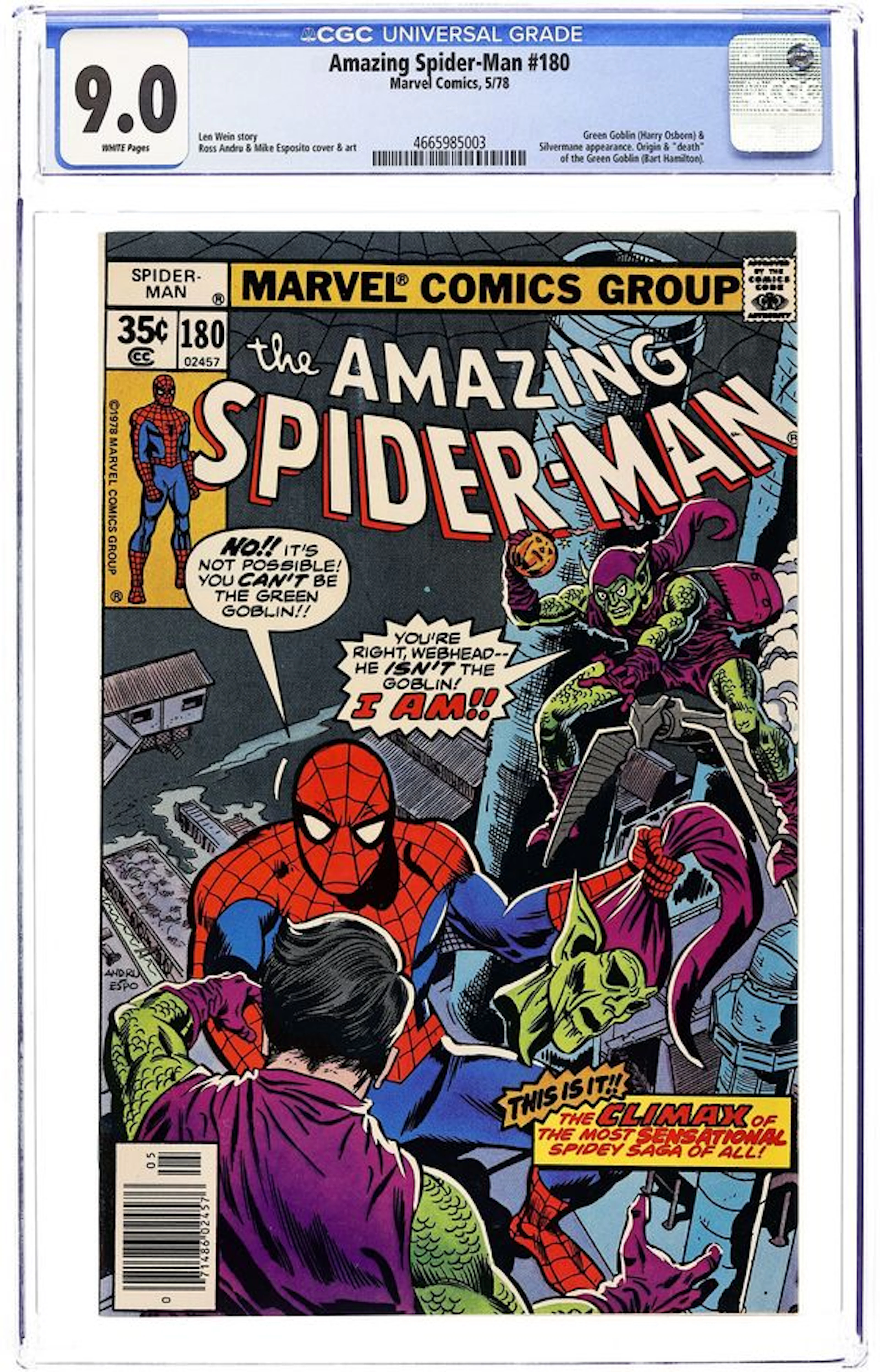 Amazing Spider-Man (1963 1st Series) 180 CGC 9.0