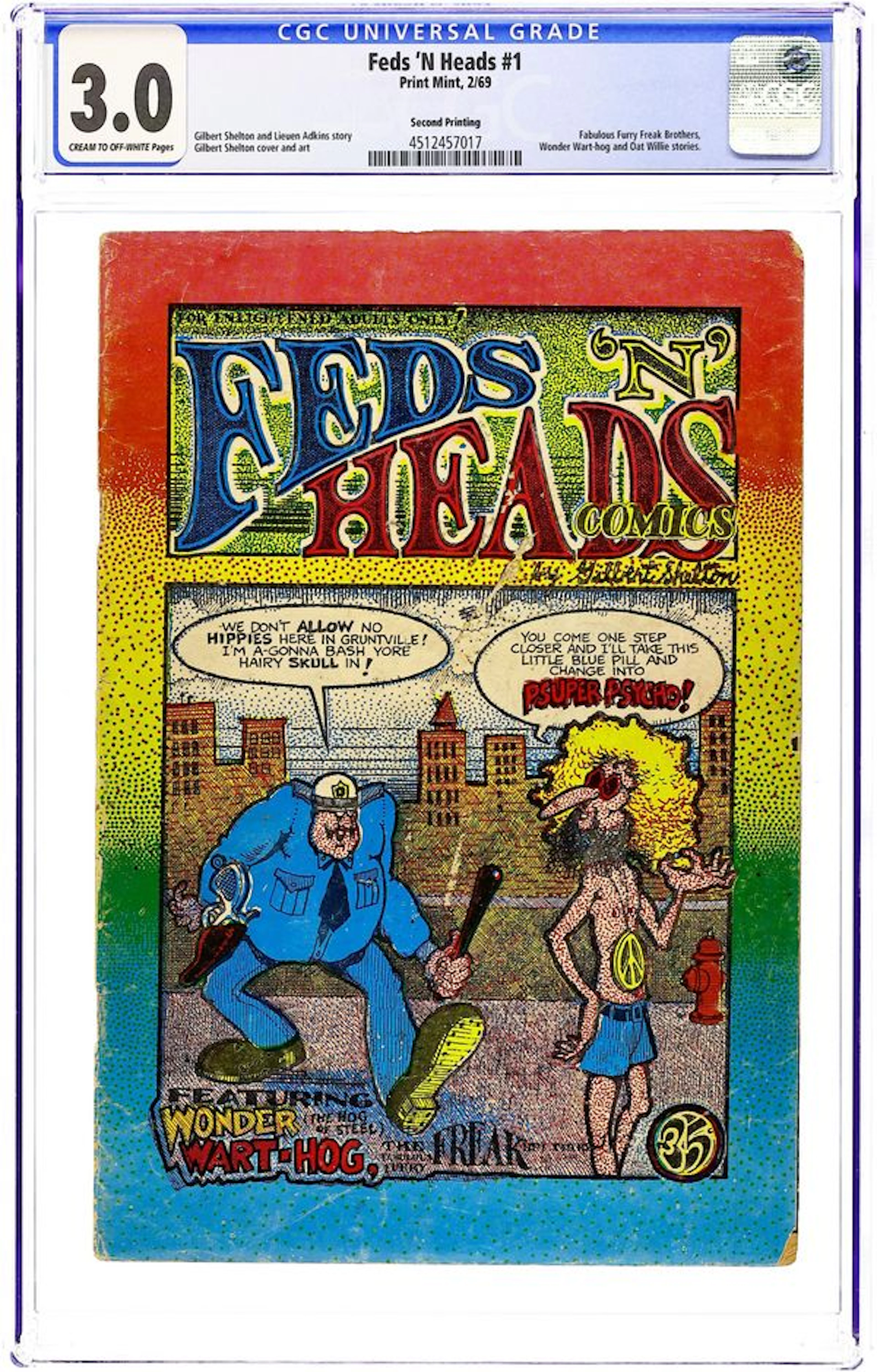 Feds N Heads (1968 Gilbert Shelton) #1, Printing 2-3 CGC 3.0