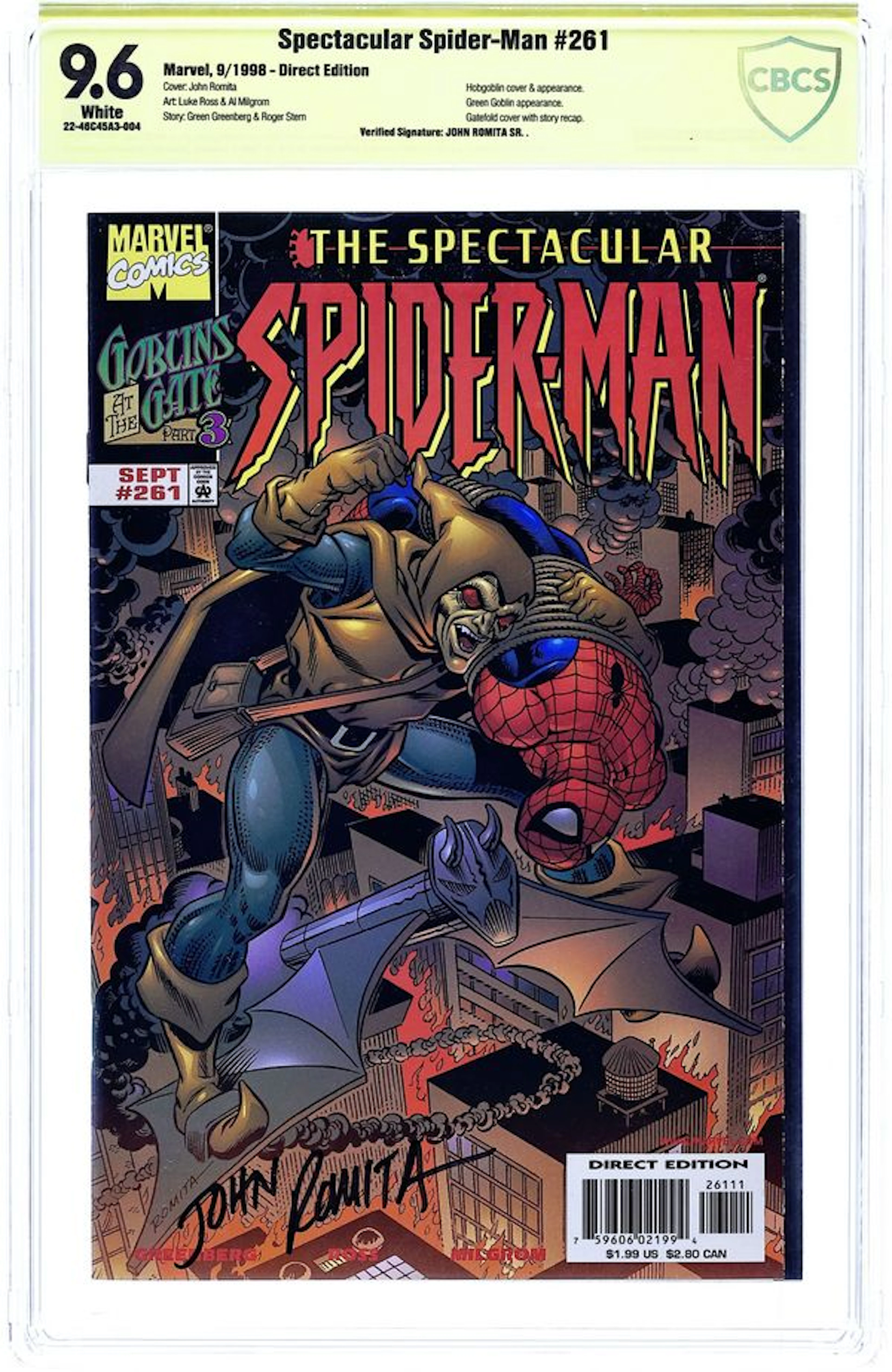 Spectacular Spider-Man (1976 1st Series) 261 CBCS 9.6 Verified Sig Romita Sr.