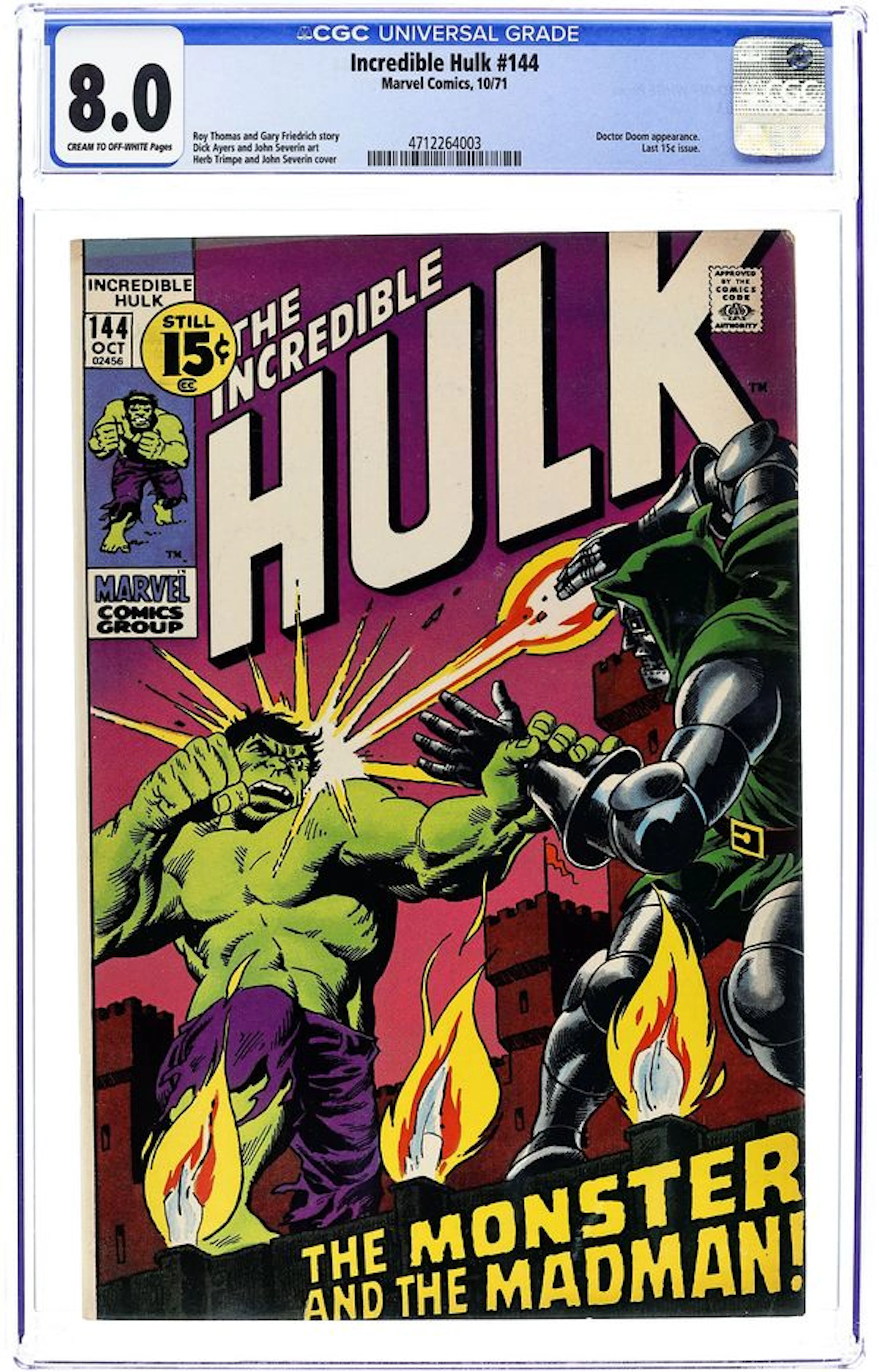 Incredible Hulk (1962 Marvel 1st Series) 144 CGC 8.0