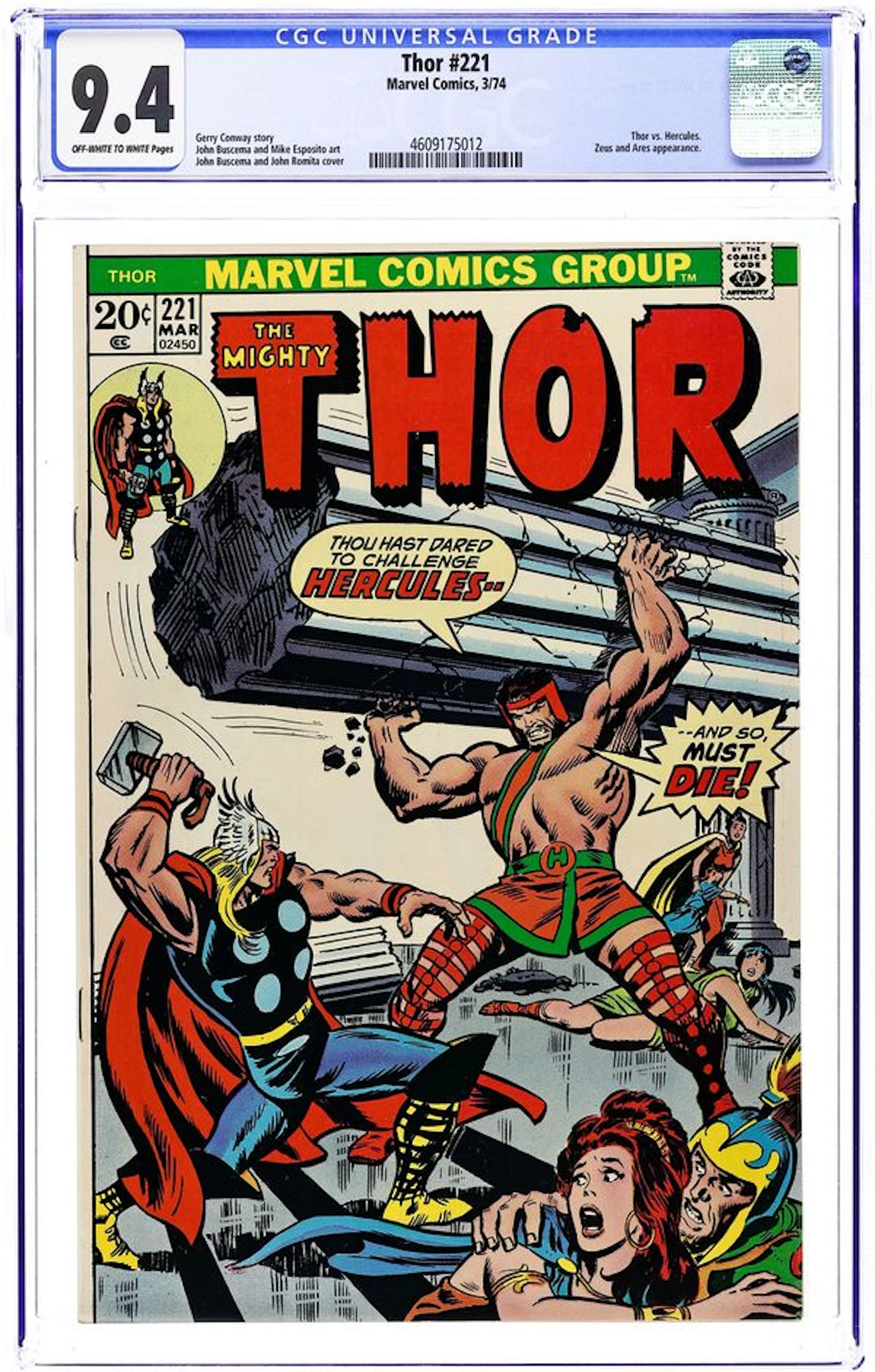 Thor (1962 Marvel 1st Series Journey Into Mystery) 221 CGC 9.4