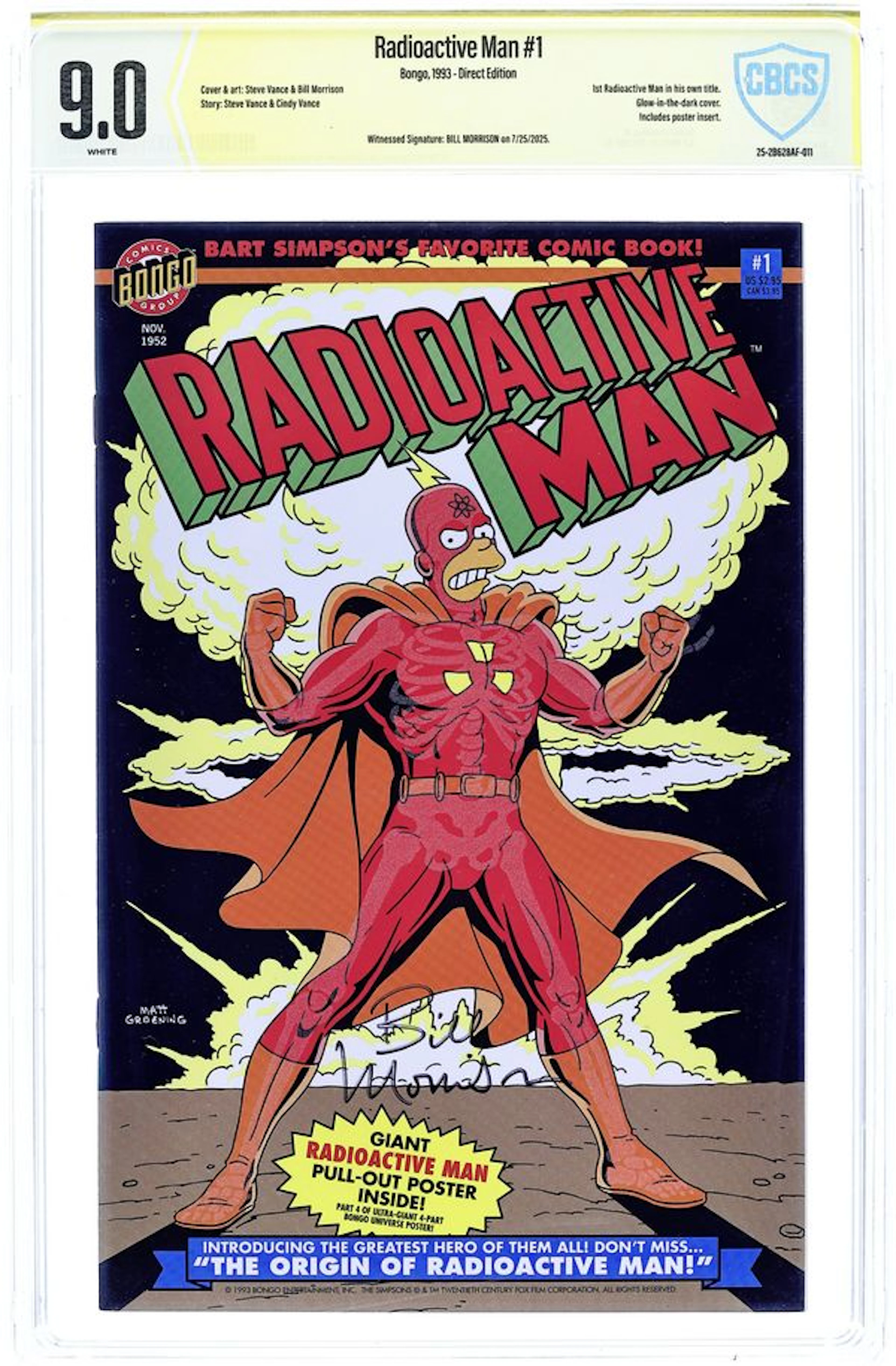 Radioactive Man (1993 1st Series) 1 CBCS 9.0 Witnessed Sig Morrison