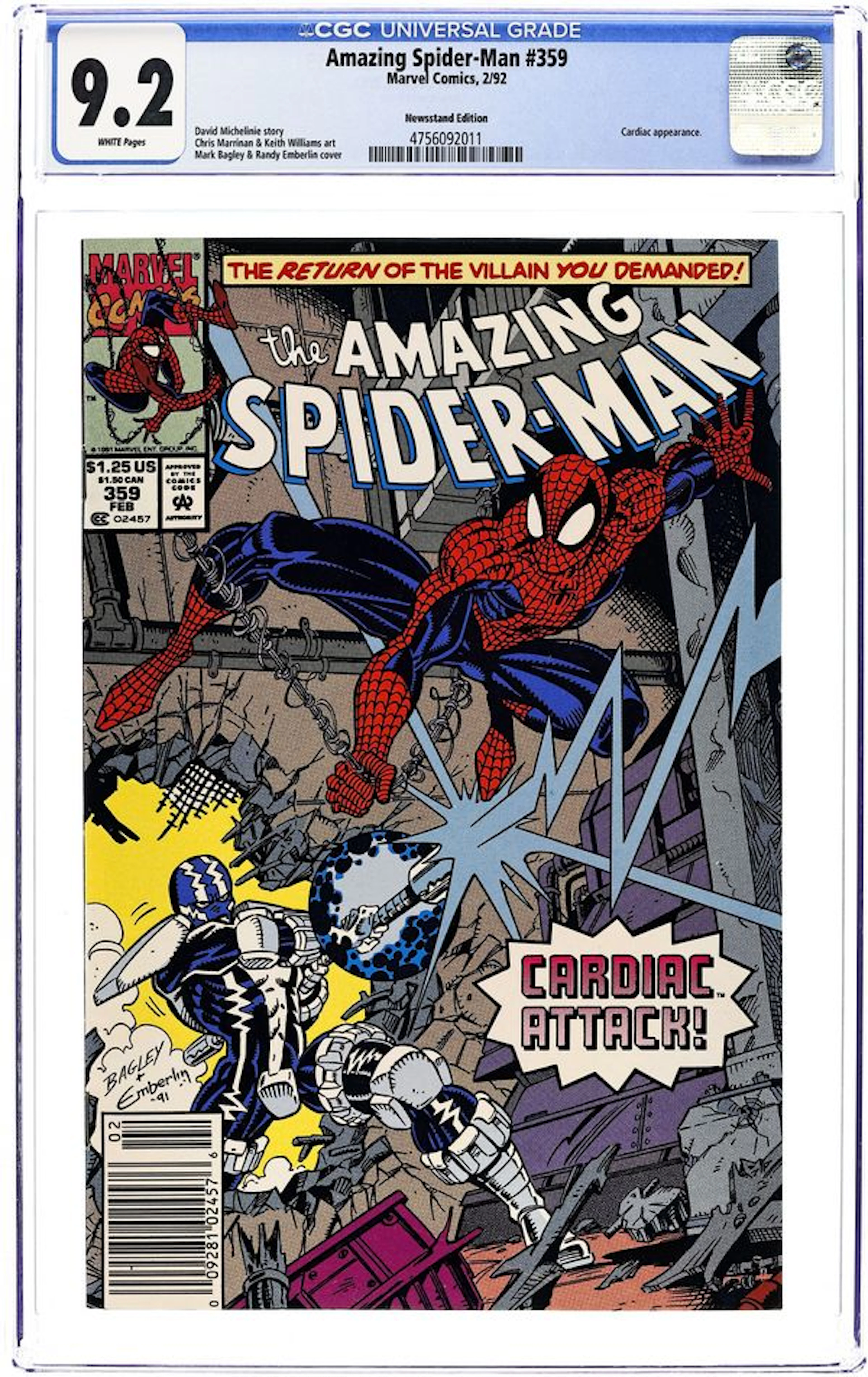 Amazing Spider-Man (1963 1st Series) 359N CGC 9.2
