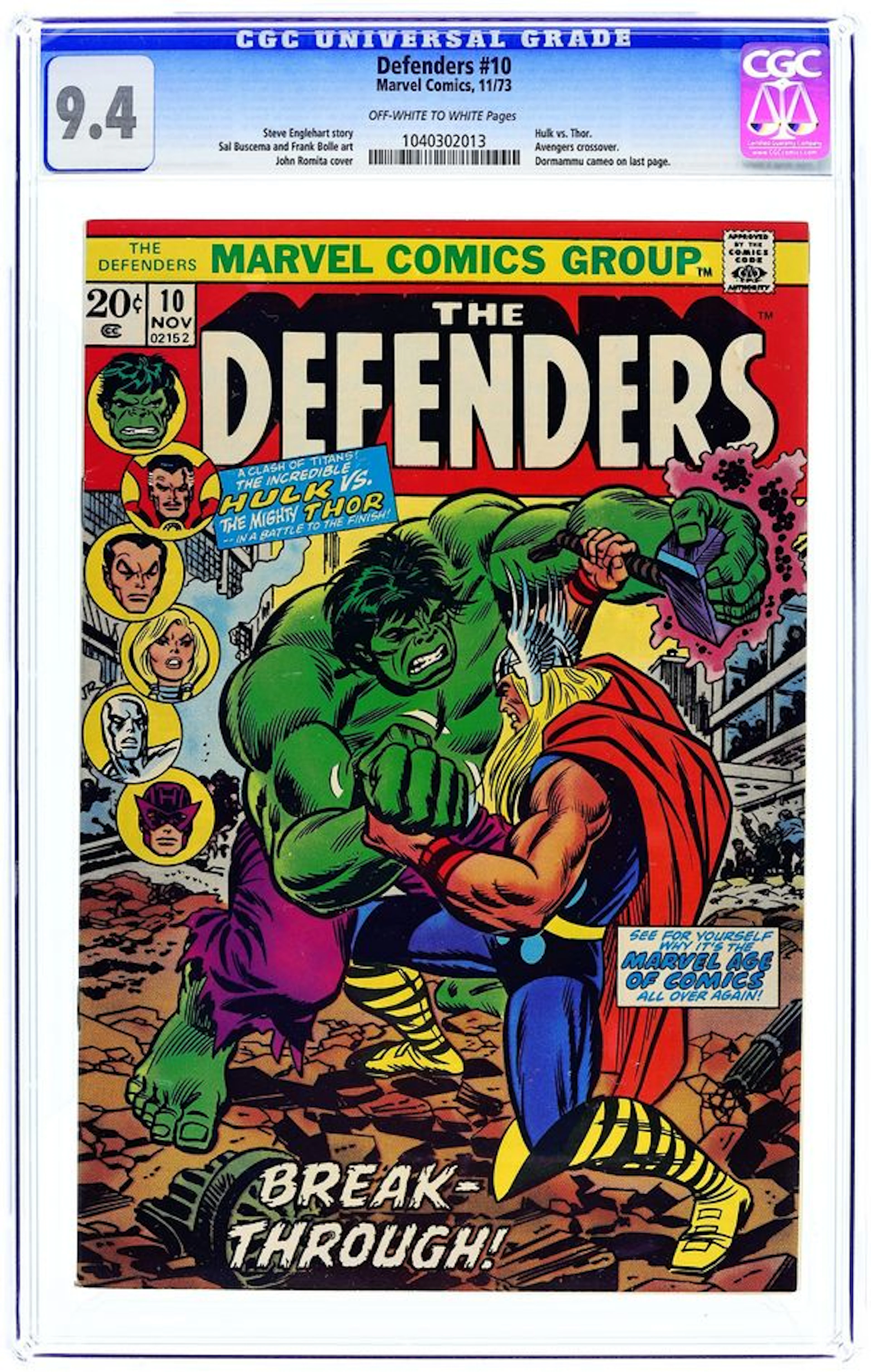Defenders (1972 1st Series) 10 CGC 9.4