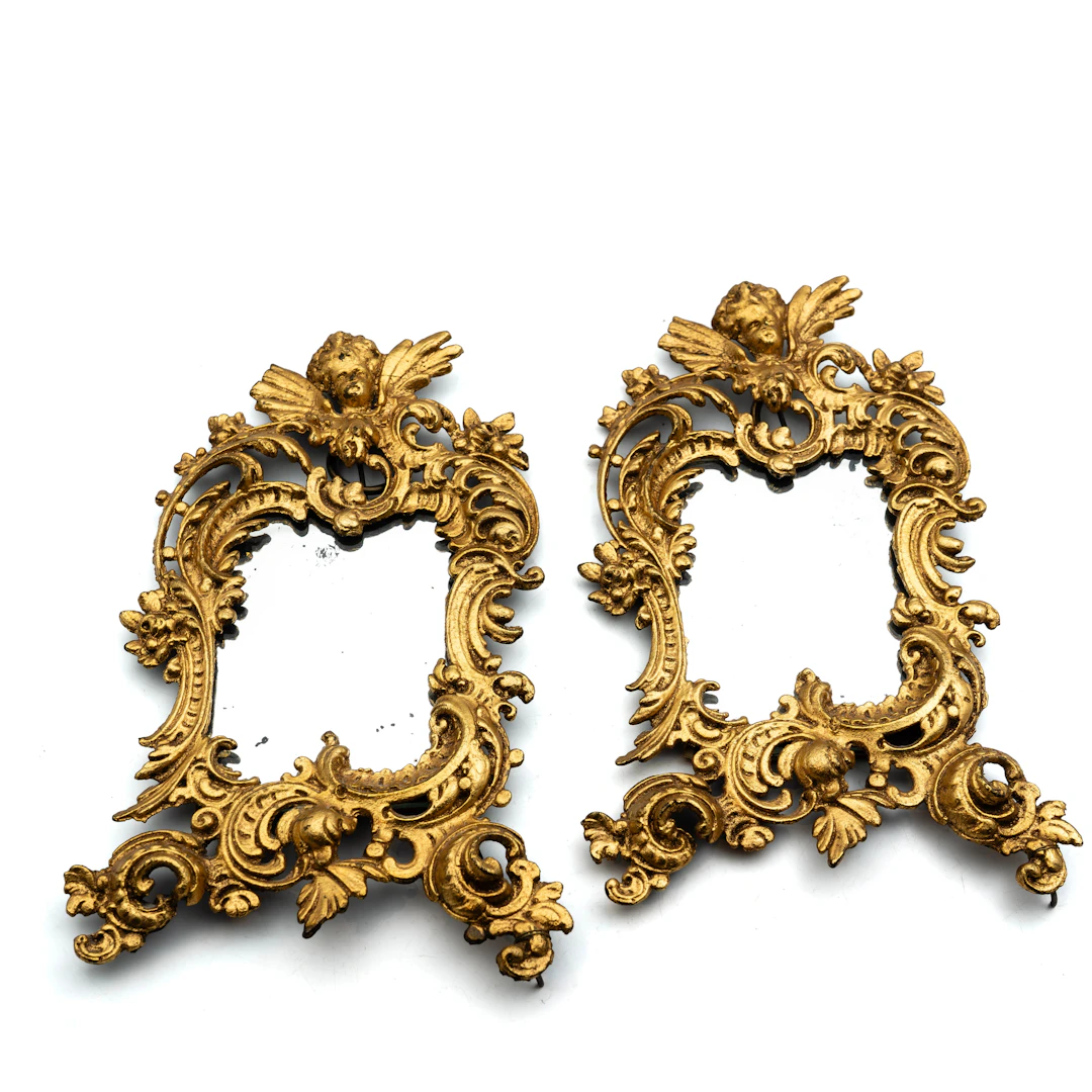 Väggspeglar, 2 st, Förgyllda. Barockstil, 1800/1900-tal.