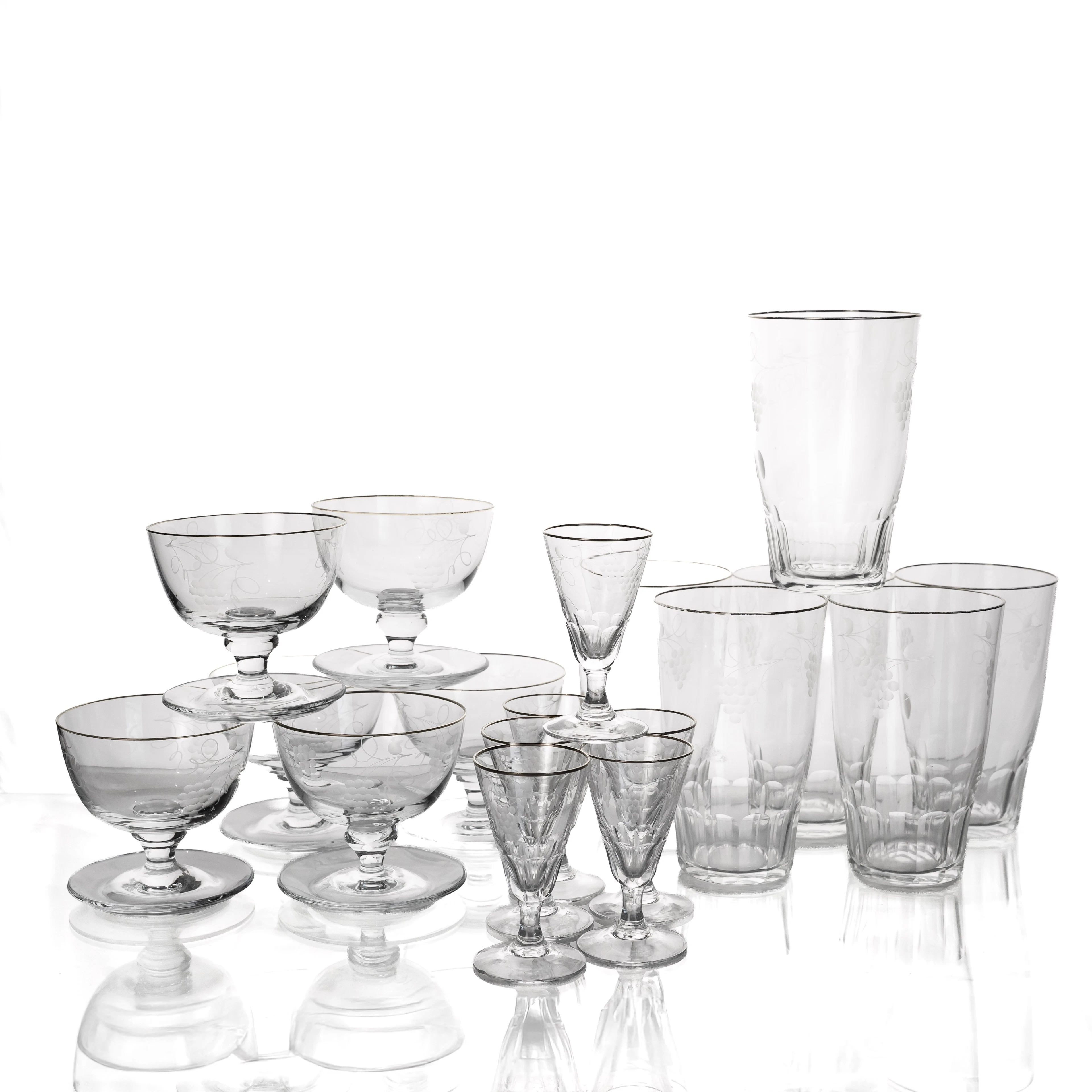 GLASSERVIS, 18 delar, Malm Kristall.