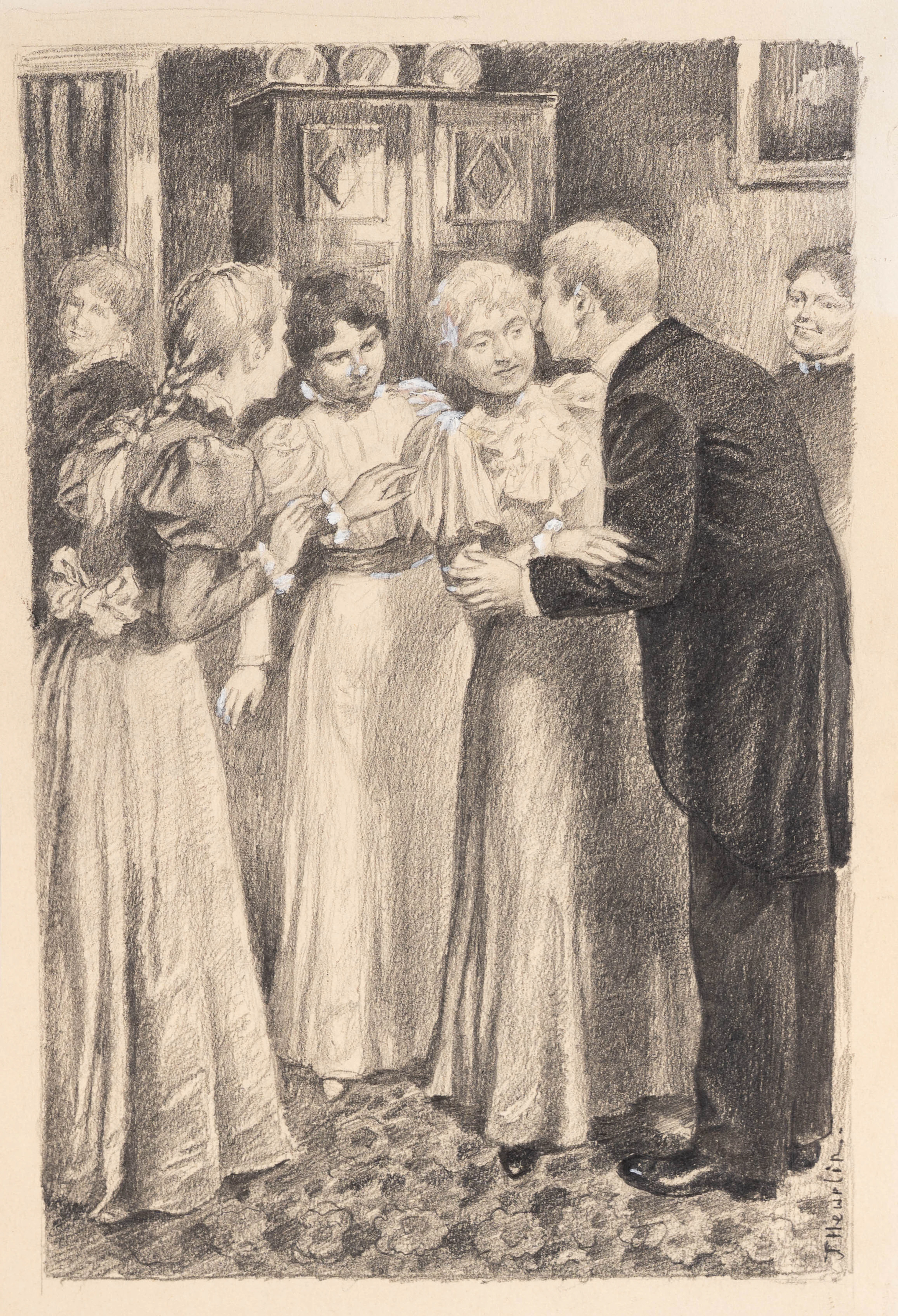 TEODOR HEURLIN. Tusch & täckvitt på papper, Signerad 1800-1900-tal.