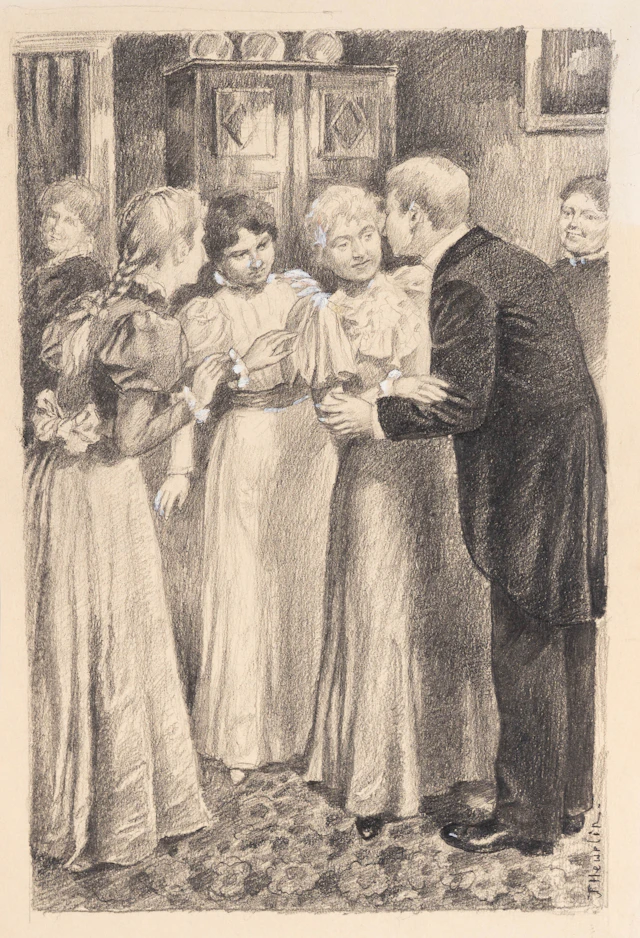 TEODOR HEURLIN. Tusch & täckvitt på papper, Signerad 1800-1900-tal.