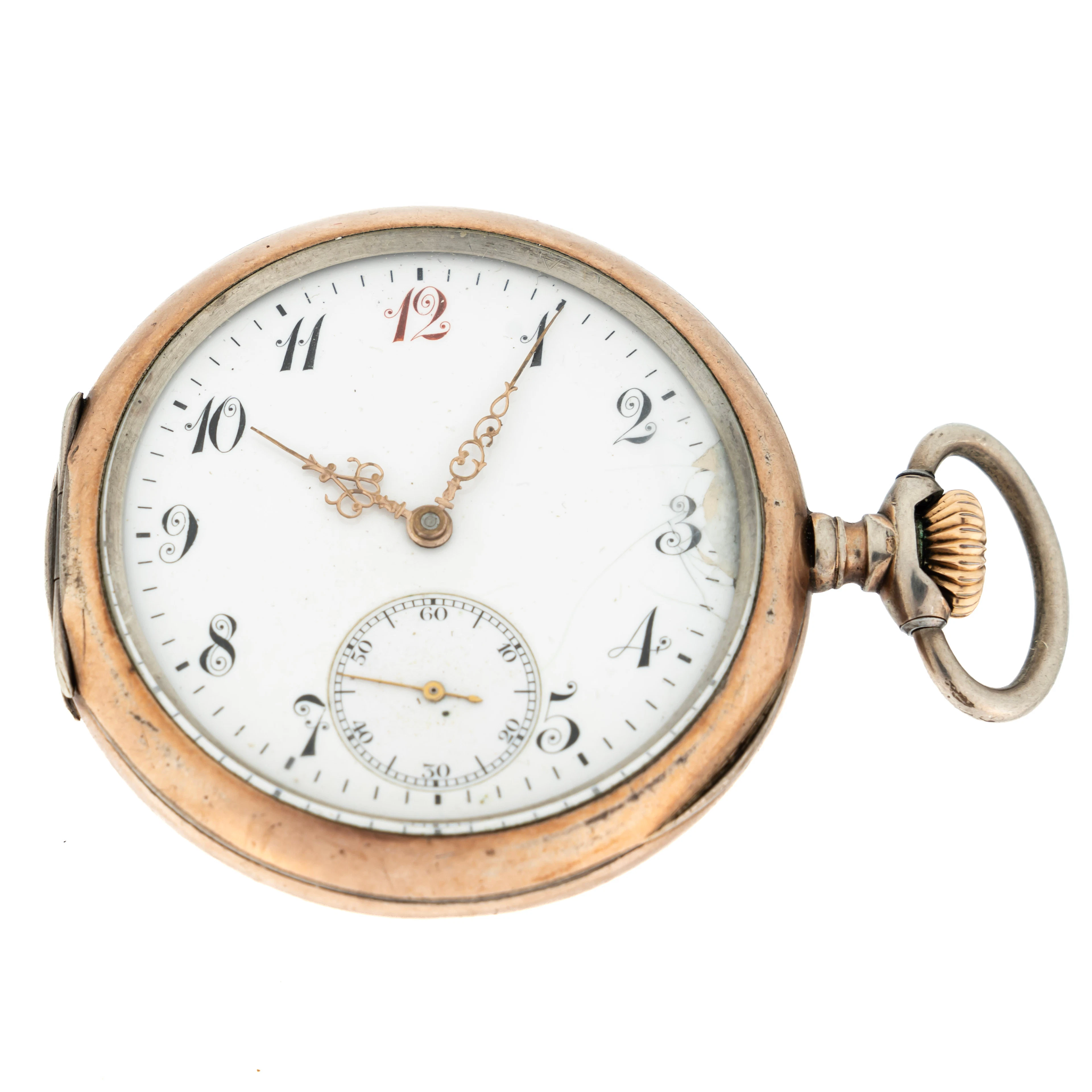 OMEGA. Fickur, Silver "Rödtolva" 1912.
