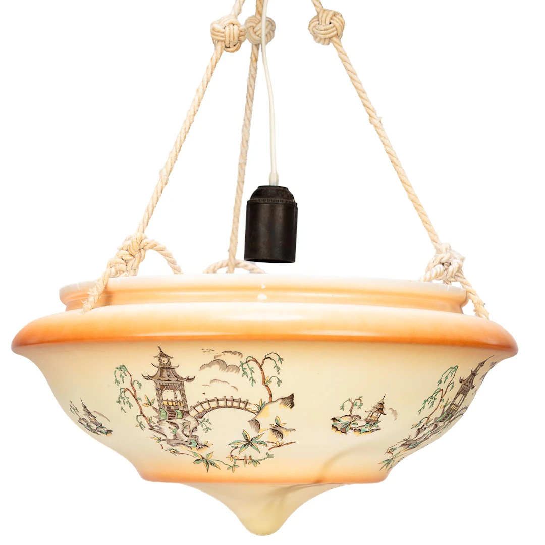 TAKLAMPA, Opalin, Asiatiskt motiv, Art deco, 1920-tal.
