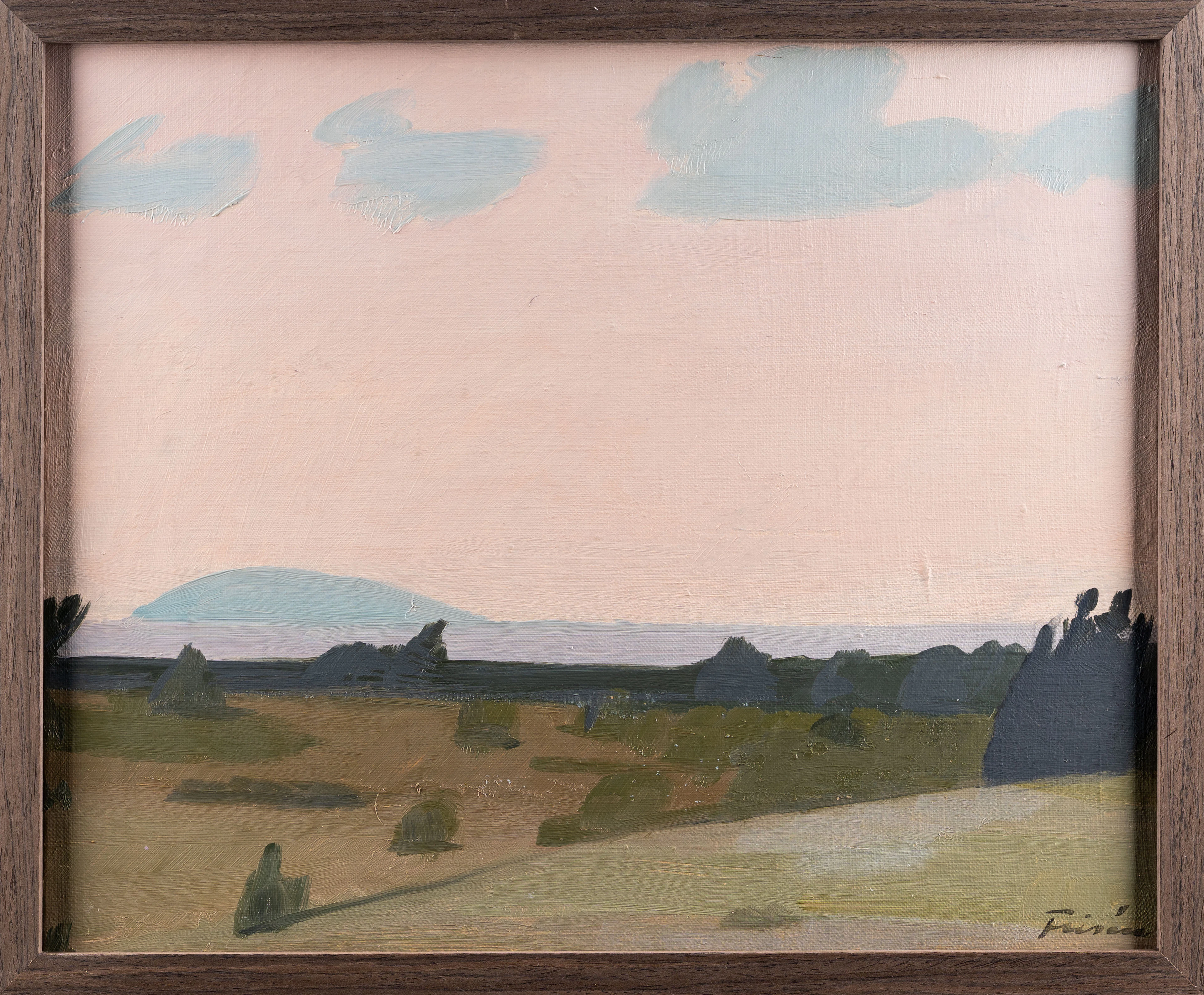 VERA FRISÉN. Olja på duk, Landskap i skymning, 1900-tal.