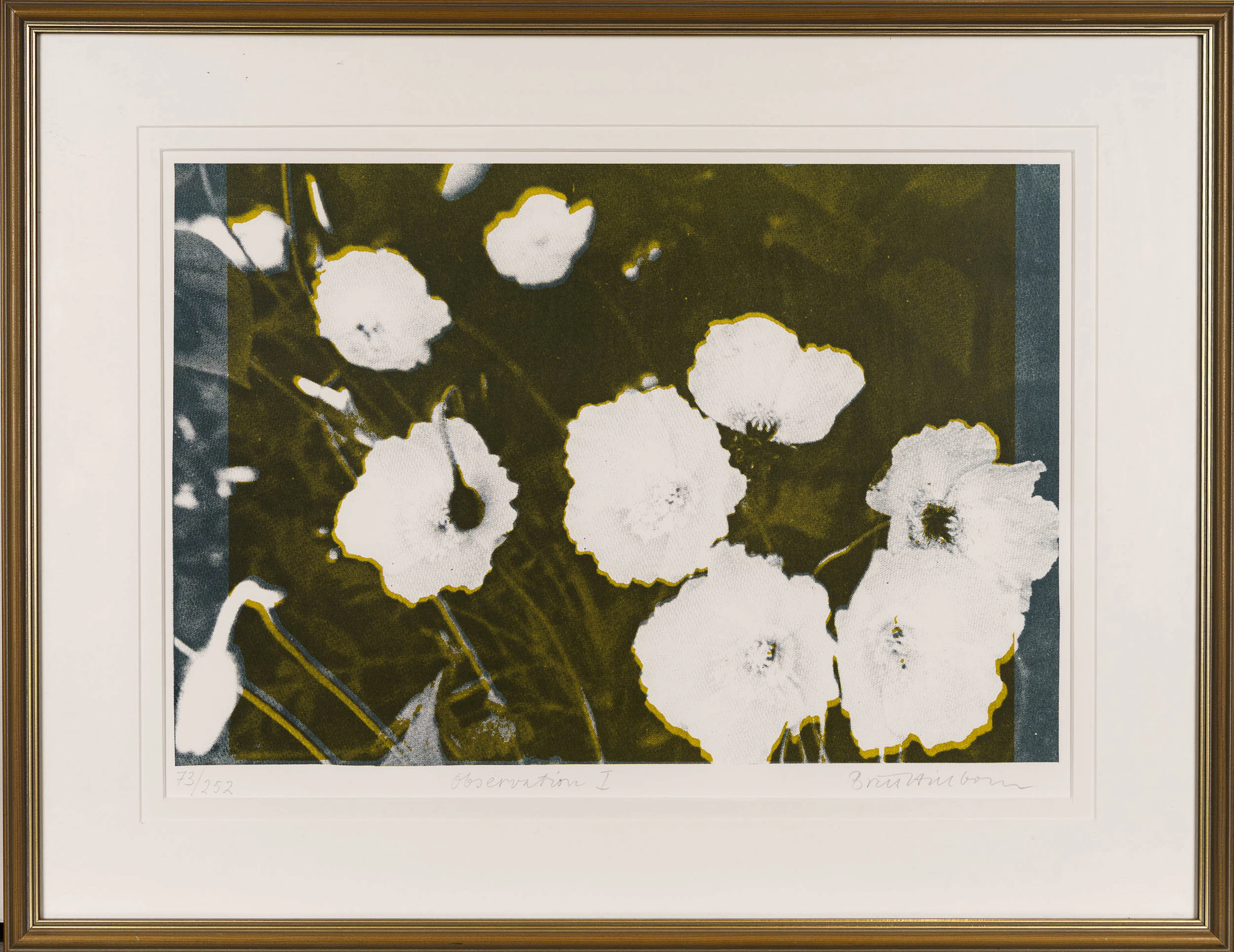 BRITT HILLBOM. Offsettryck, "Observation 1", Numrerad: 73/252, Signerad.