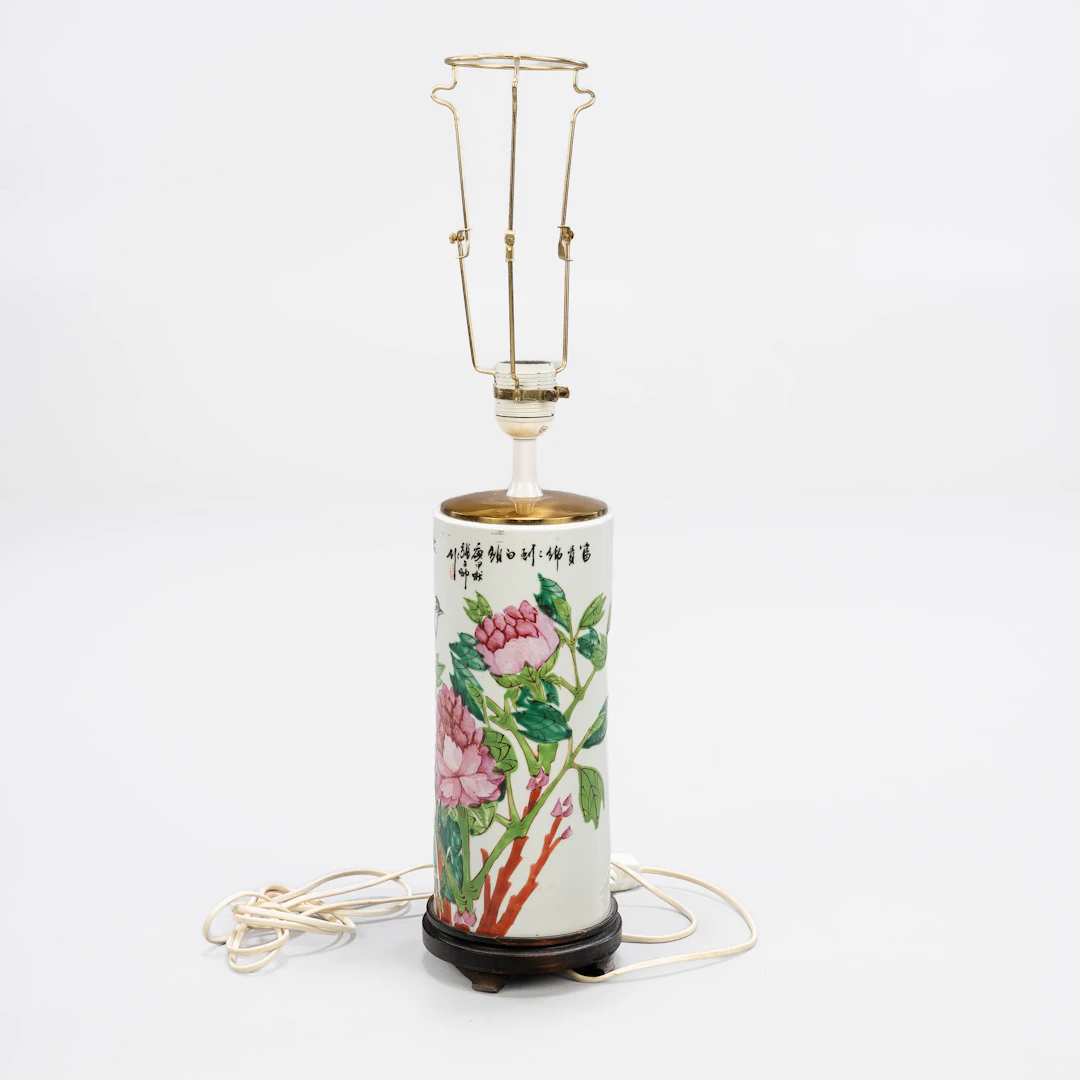 BORDSLAMPA/PENSELVAS, sk brush pot, porslin, Kina, 18-1900-tal.