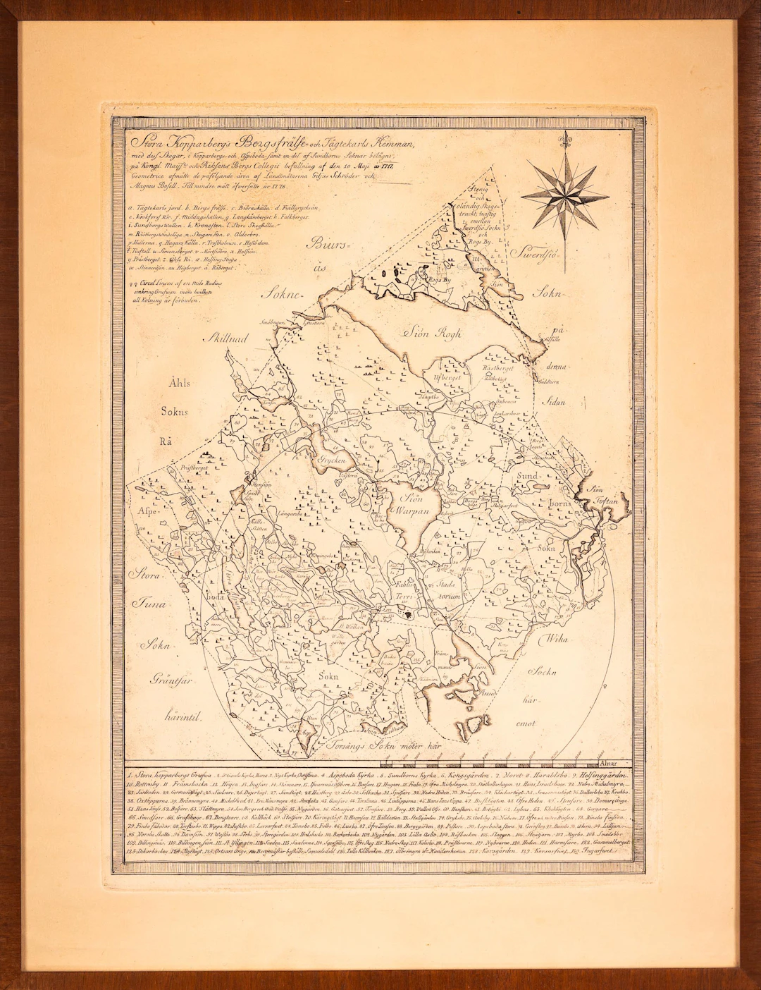 ETSNING, Kart-motiv av Stora Kopparbergs i Dalarna 1776.