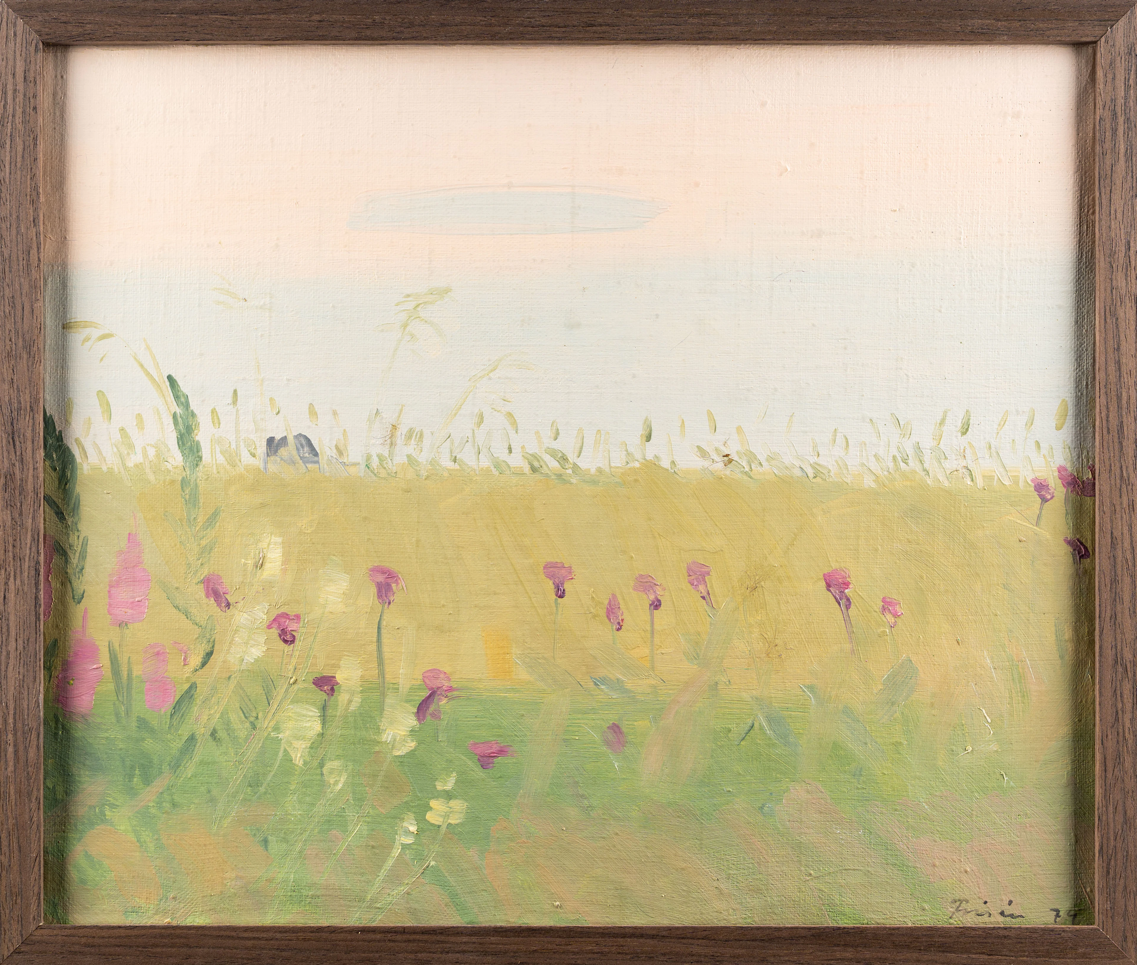 VERA FRISÉN. Olja på duk, Blomstrande äng, 1974.