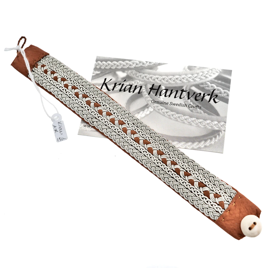ARMBAND, Tenntråd och läder, Sameslöjd.