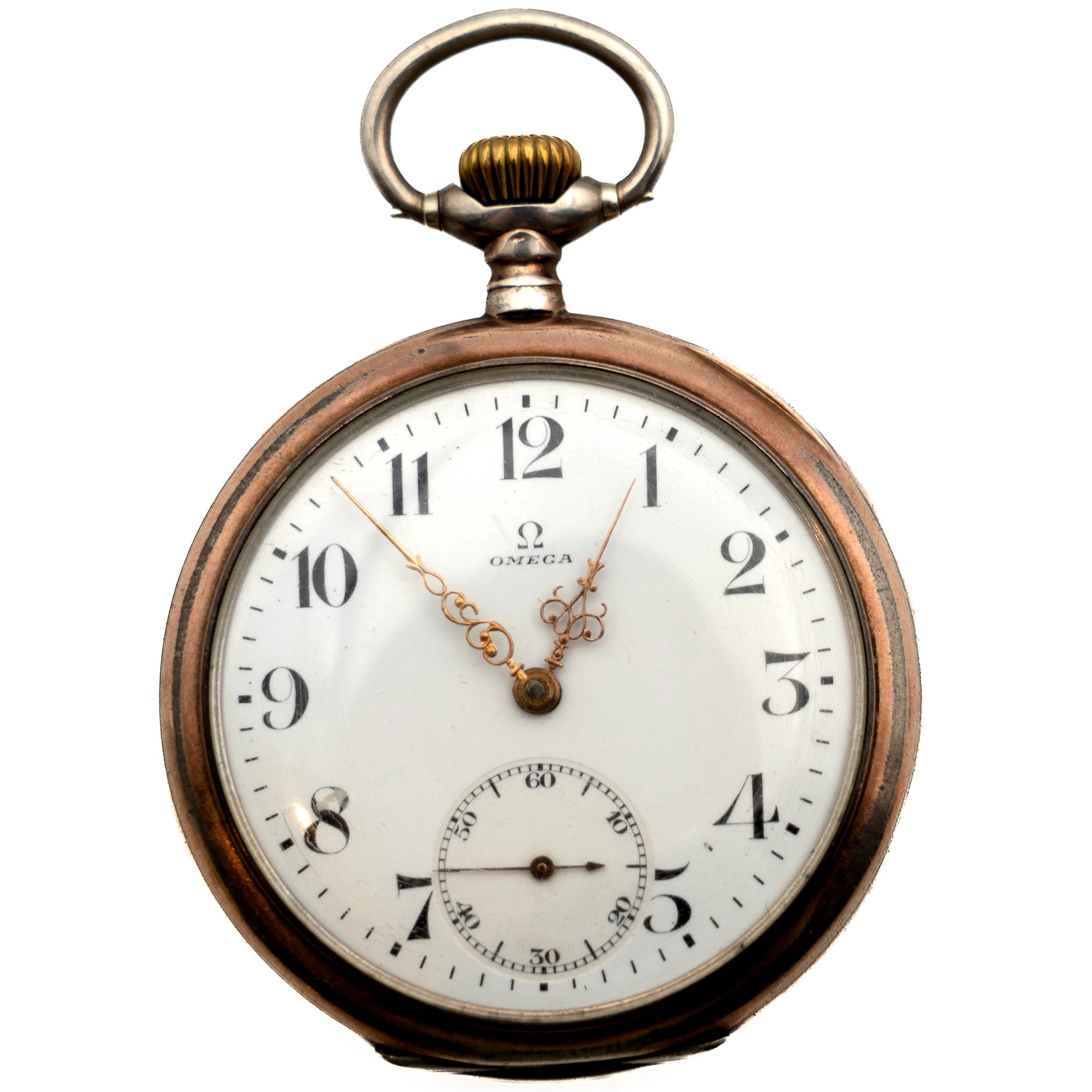 Fickur Omega, boett i 0.800 silver.