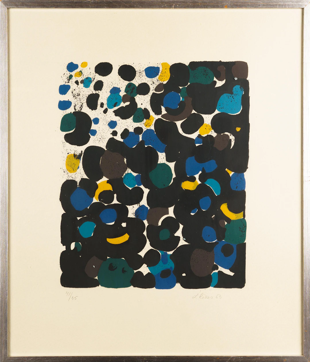 LEIDA RIVES-ELFVÉN. Färglitografi, Komposition, Numrerad: 41/55, Signerad