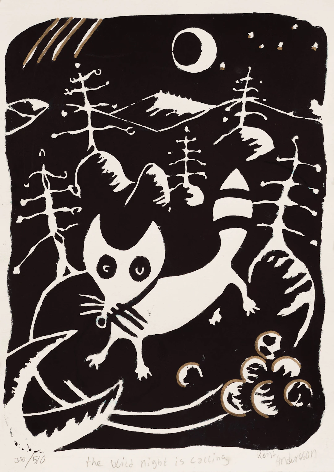 KENT ANDERSSON. Litografi, "The wild night is calling", Numrerad: