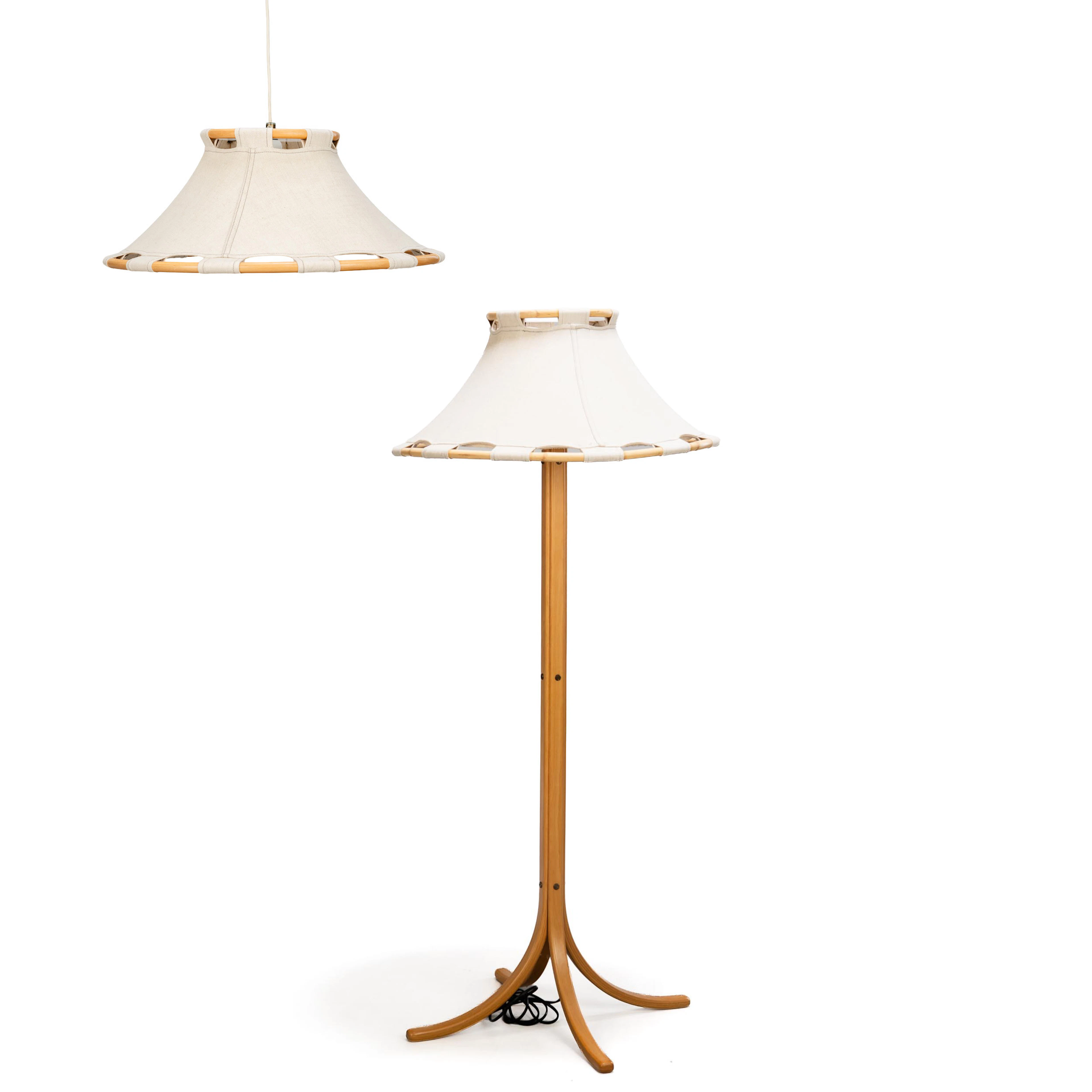 ANNA EHRNER. Golvlampa & Taklampa, "Anna". Ateljé Lyktan. Bok, Trä och Canvas.