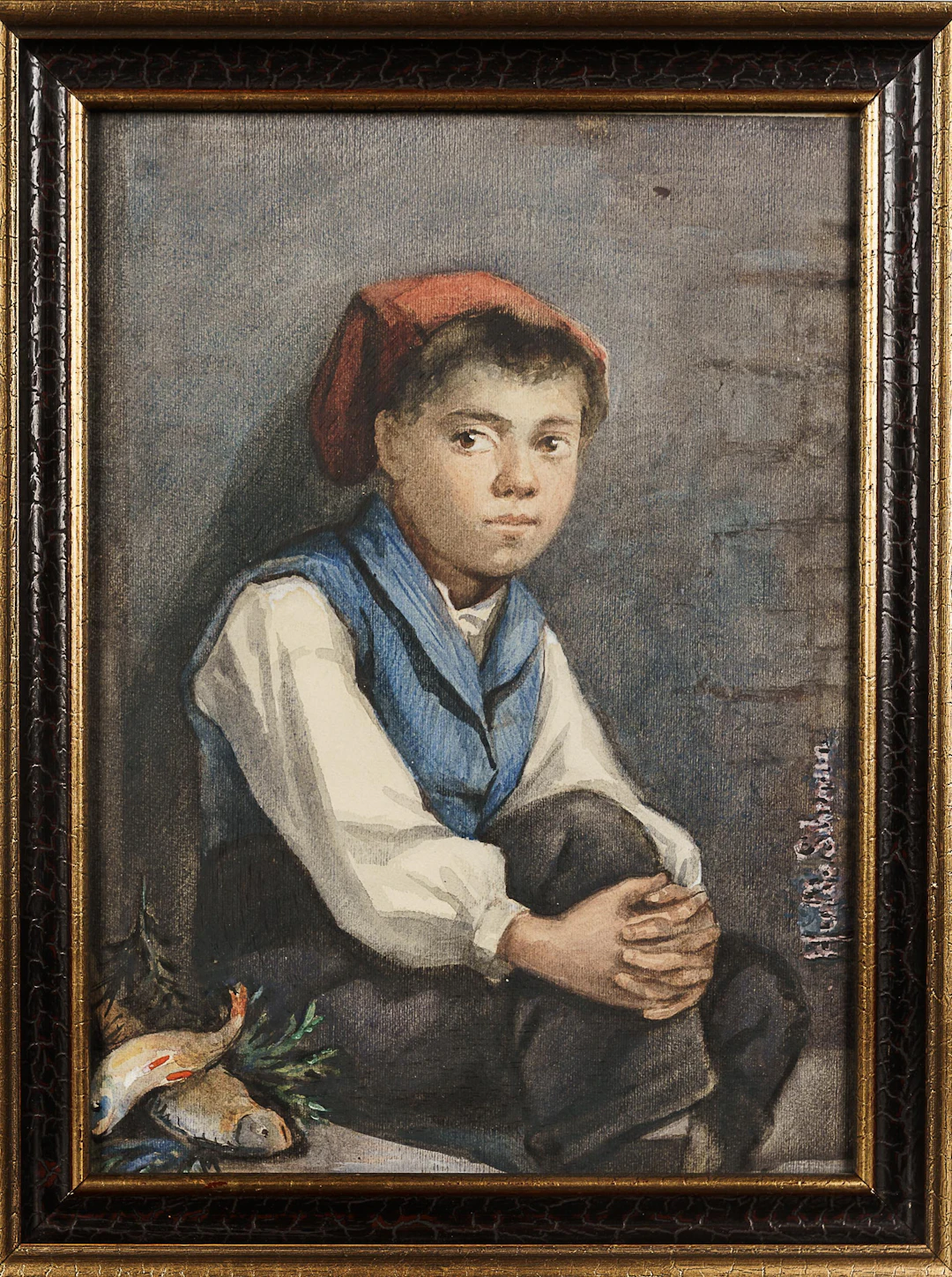 HULDA SCHENSON. Akvarell på papper, Porträtt, Signerad & daterad 1884.