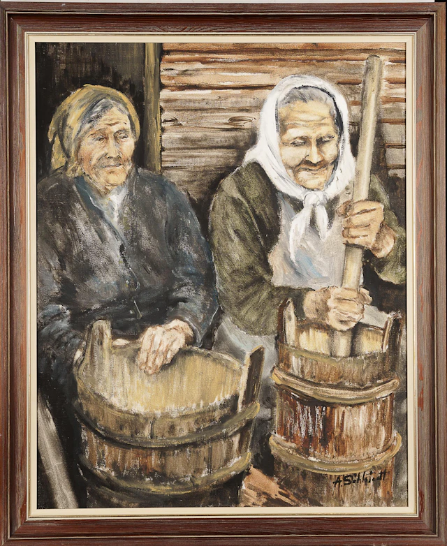 ANN-LIZ SEHLSTEDT. Olja på duk, genremotiv, signerad.