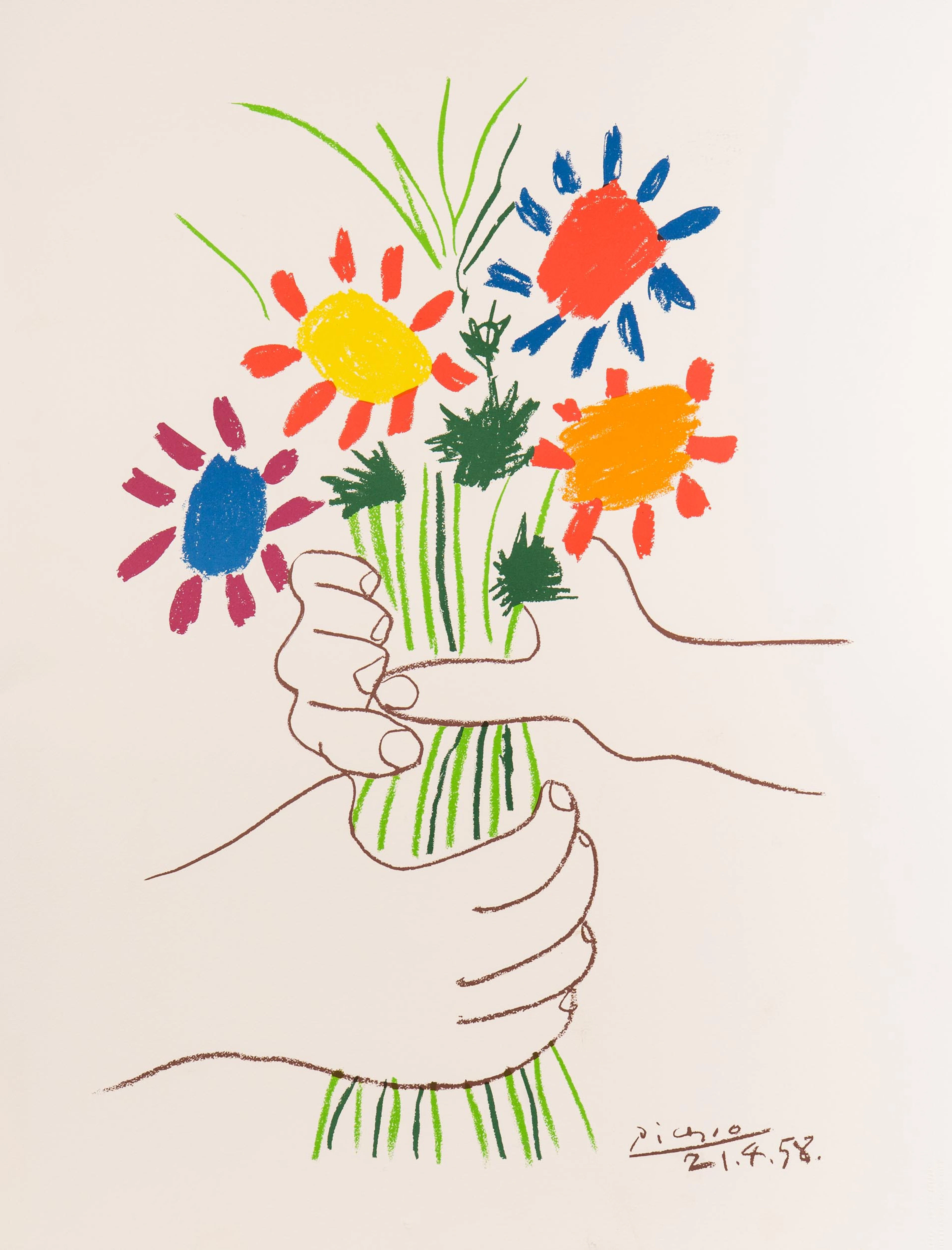 PABLO PICASSO. Färglitografi "Bouquet of peace" 1958 (Efter).
