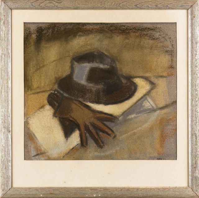 CARL-ERIK LEKBY. Pastell, "Hatt", Signerad & Daterad 1955.