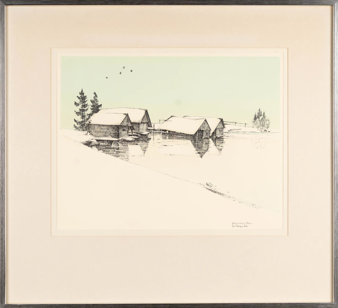 ÅKE PETTERSSON-NÅW. Färglitografi, "Barsviken" signerad, numrerad 1/225.