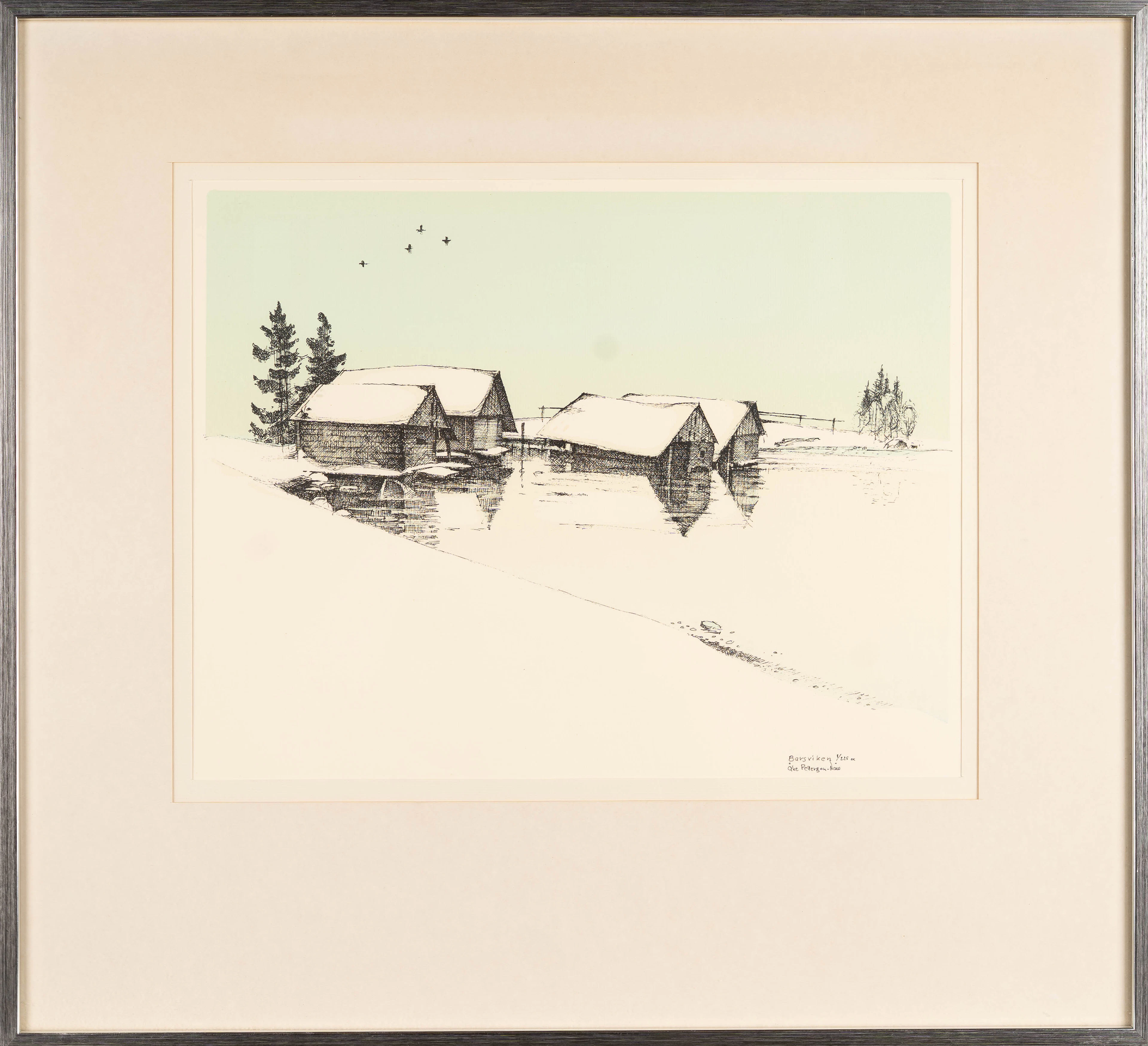 ÅKE PETTERSSON-NÅW. Färglitografi, "Barsviken" signerad, numrerad 1/225.